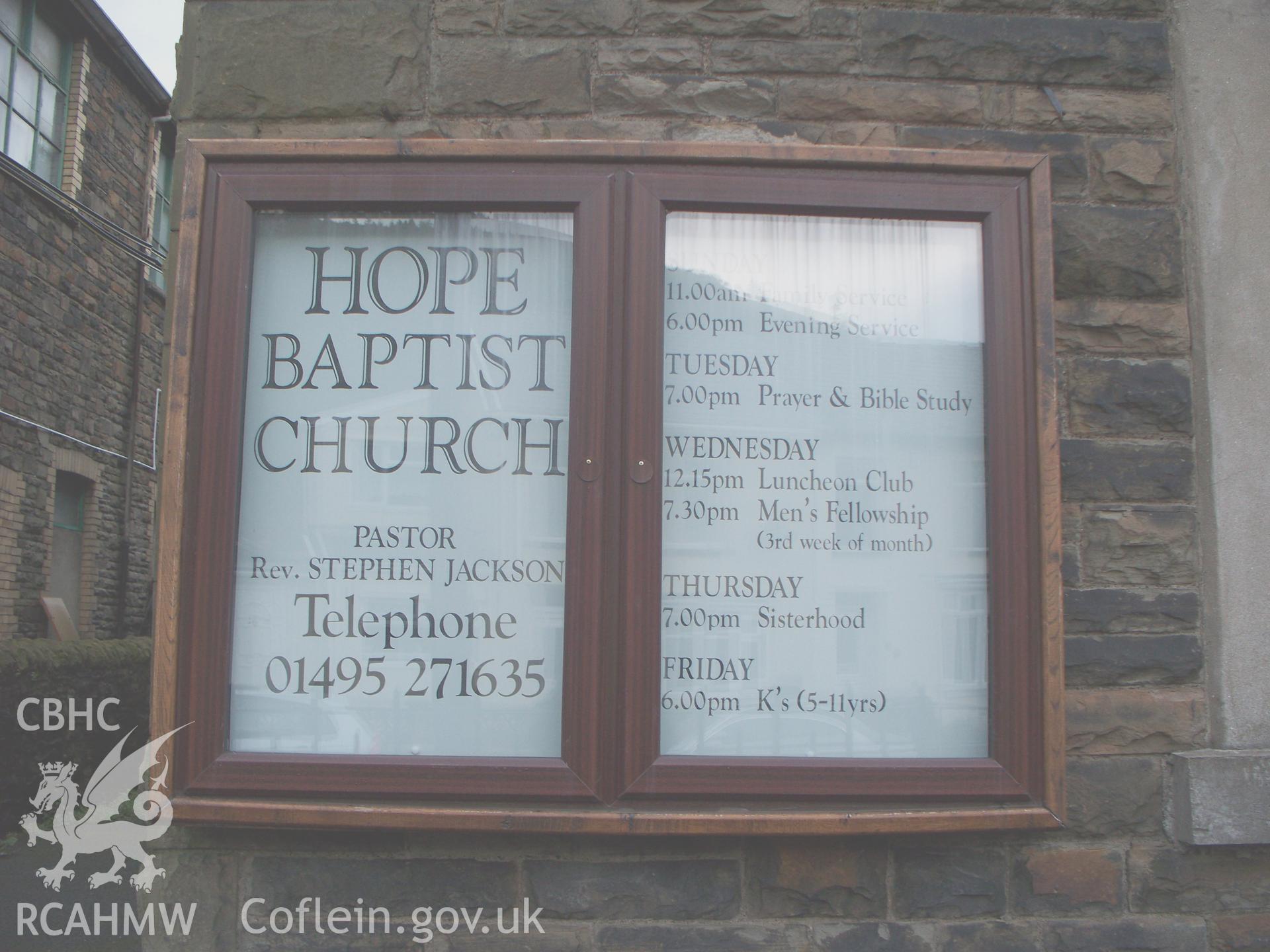 Noticeboard on main SW front.