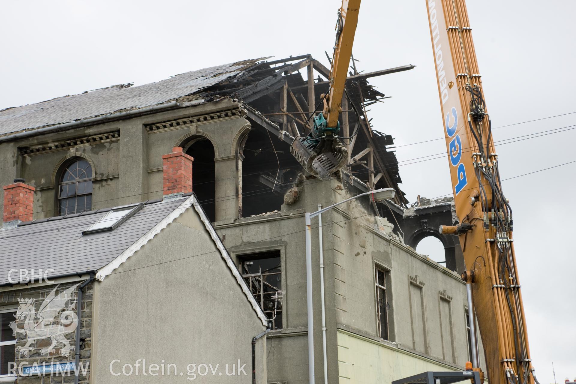 View from southwest during demolition, detail.