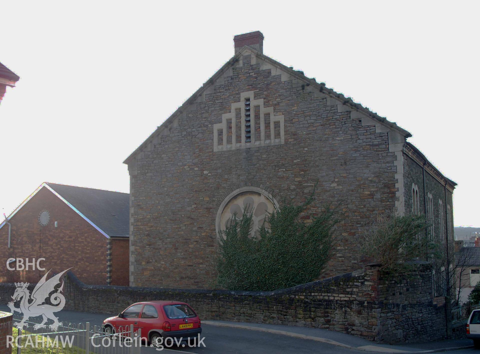 Rear SE facades of chapel (right) and Sunday School (left).