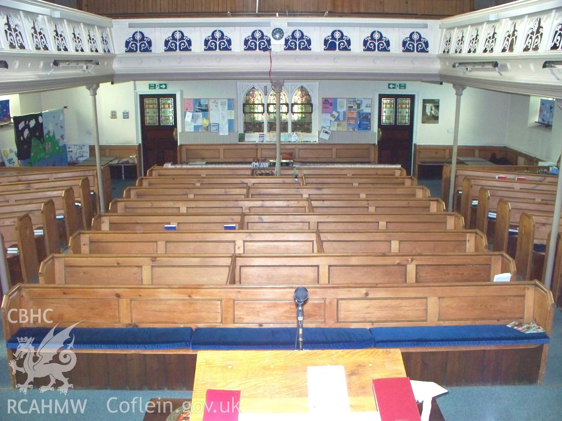 View from pulpit looking to rear of interior (NW).