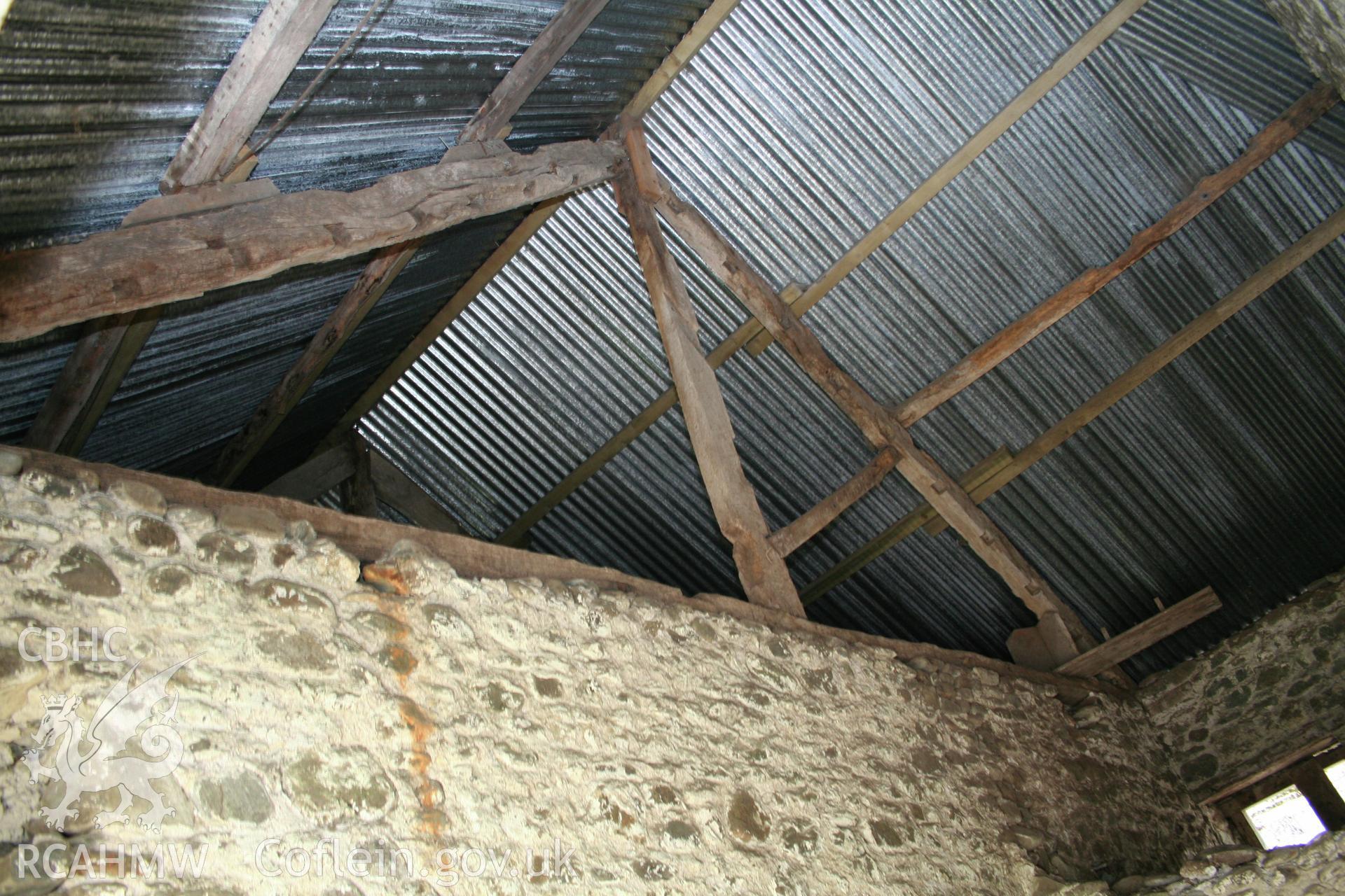 Interior view of loose-box roof trusses.