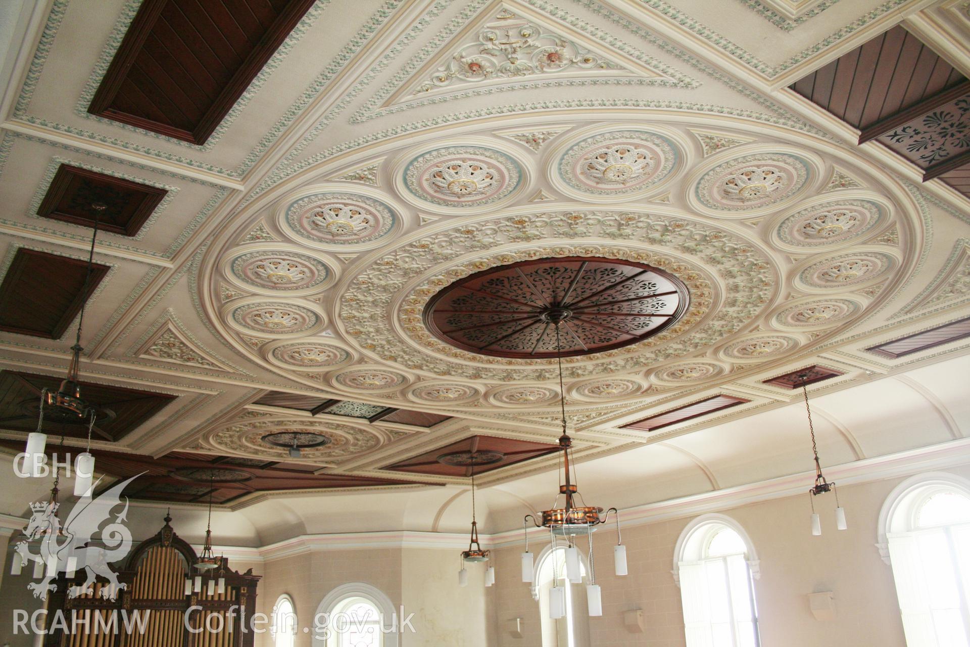 Capel Als, plaster ceiling of main interior looking south-west.