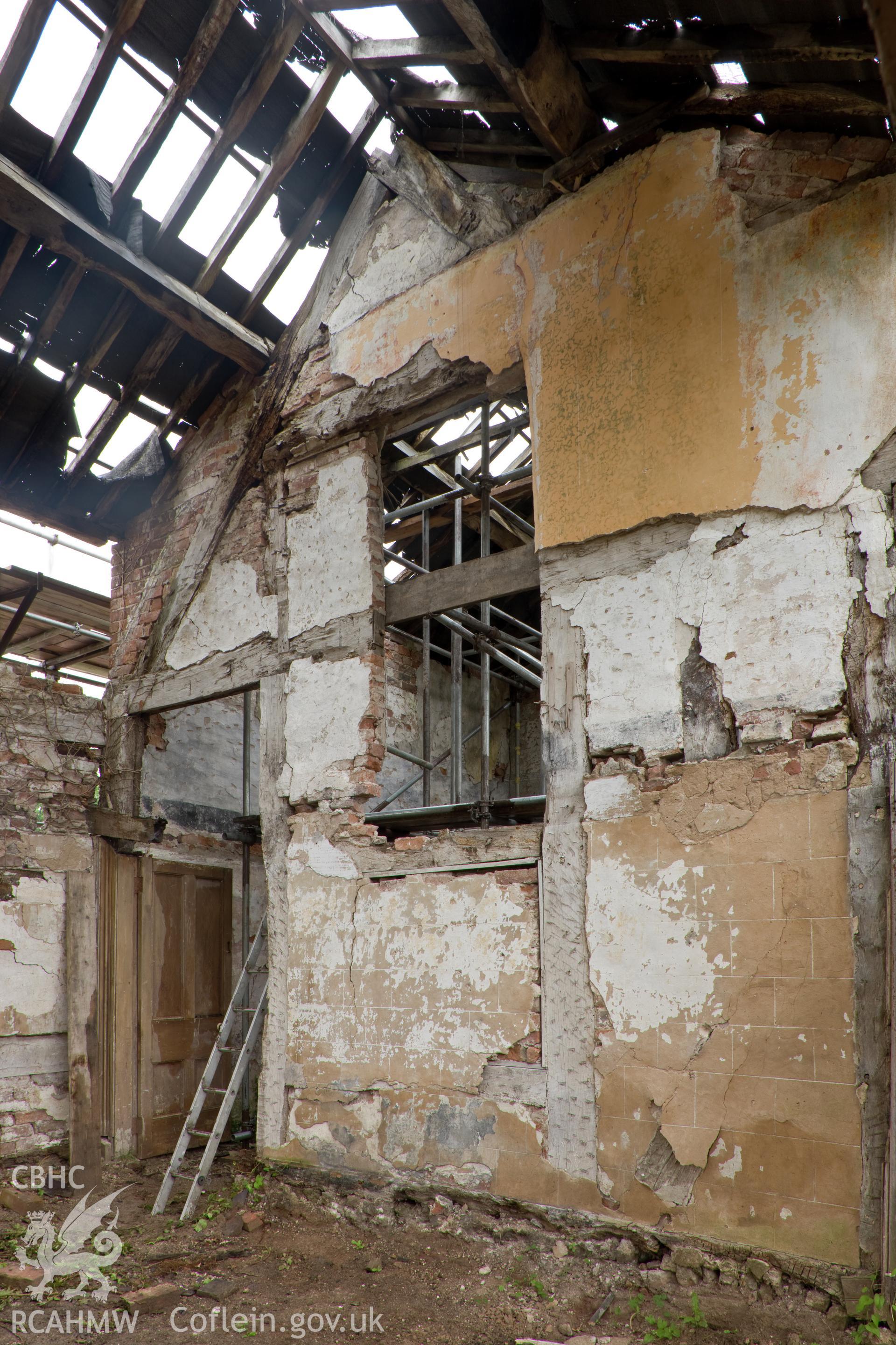 Interior ground and first floor elevation, of south facade of central bay.