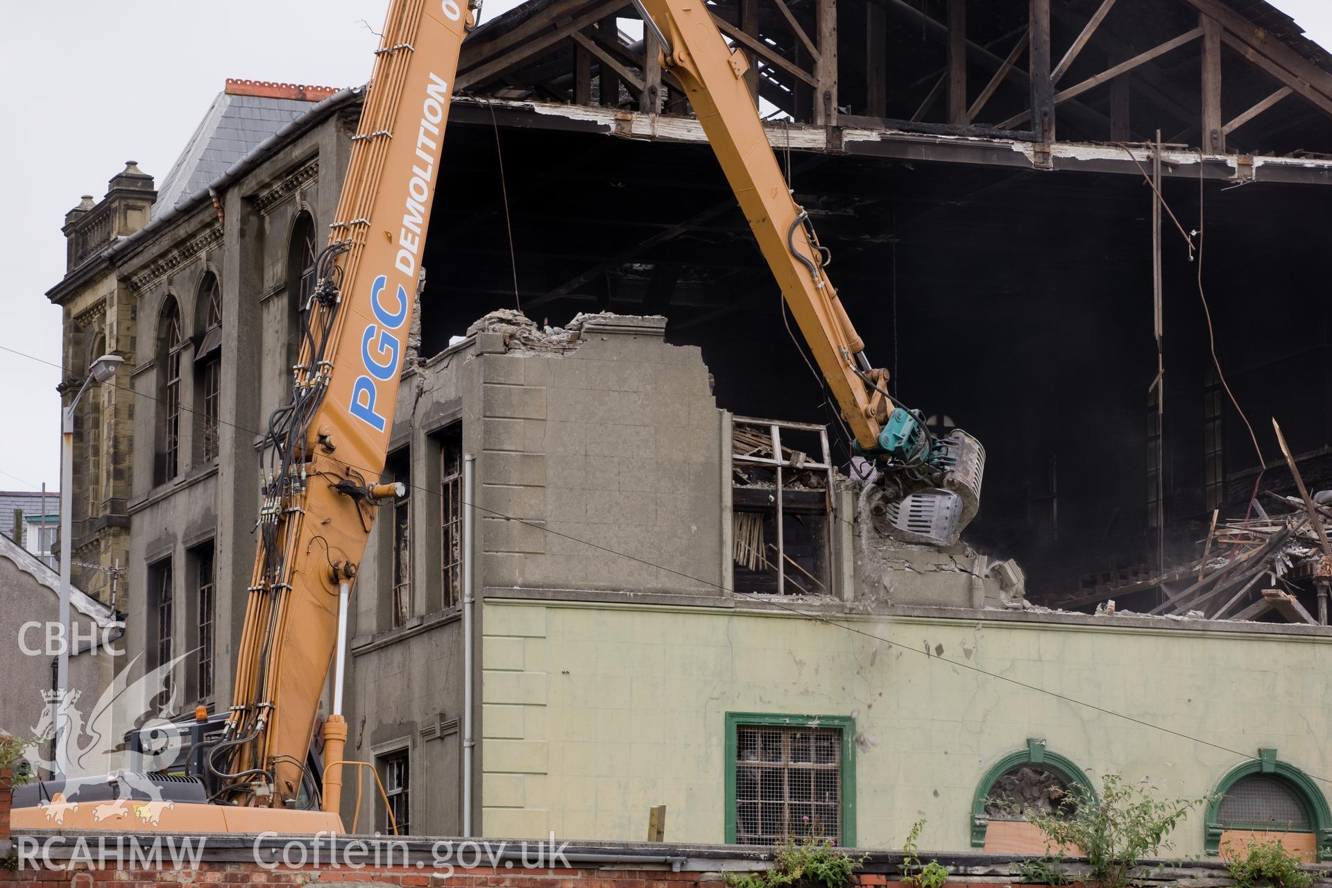View from southeast during demolition, detail.