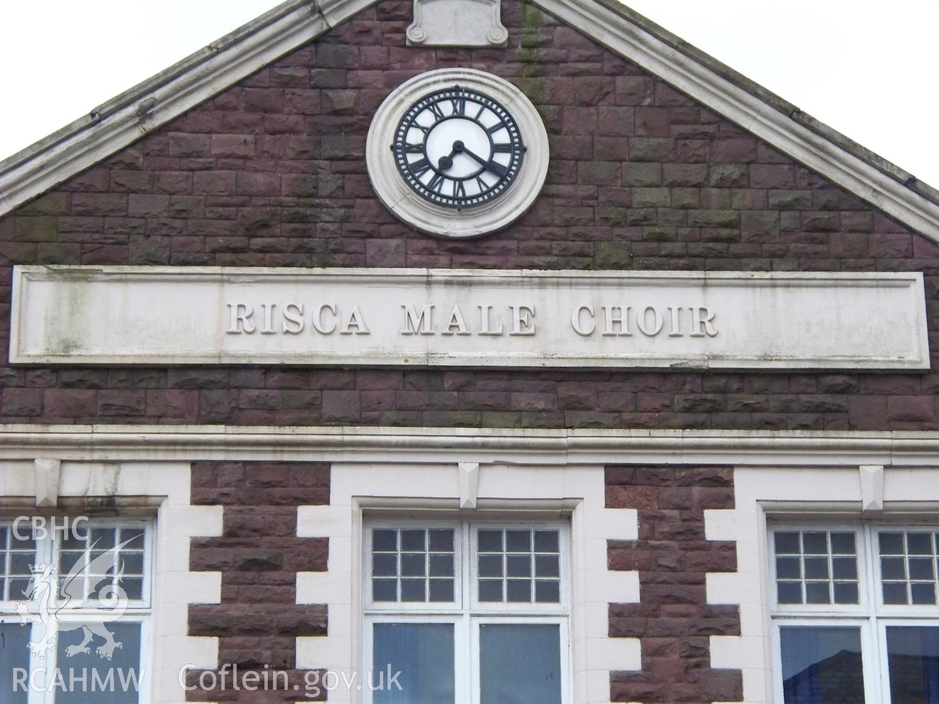 Present Male Choir plaque in NE gable.
