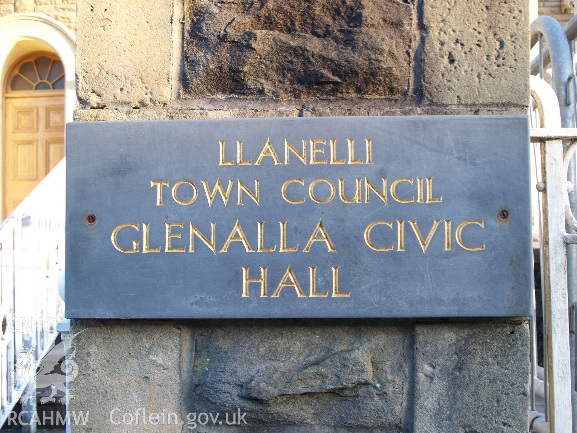 Community Centre notice on NW front.