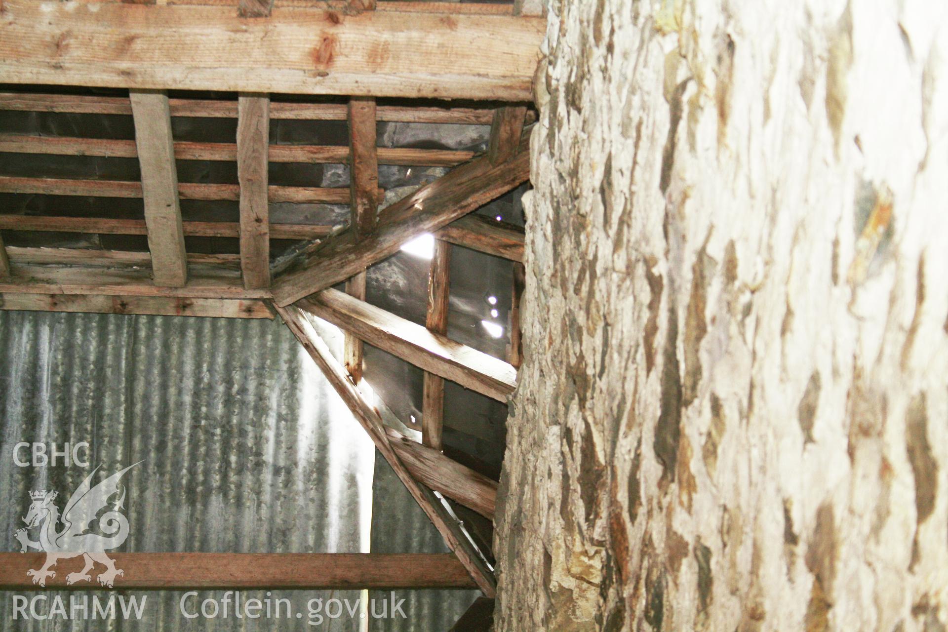 Hip roof interior at stable east gable-end.