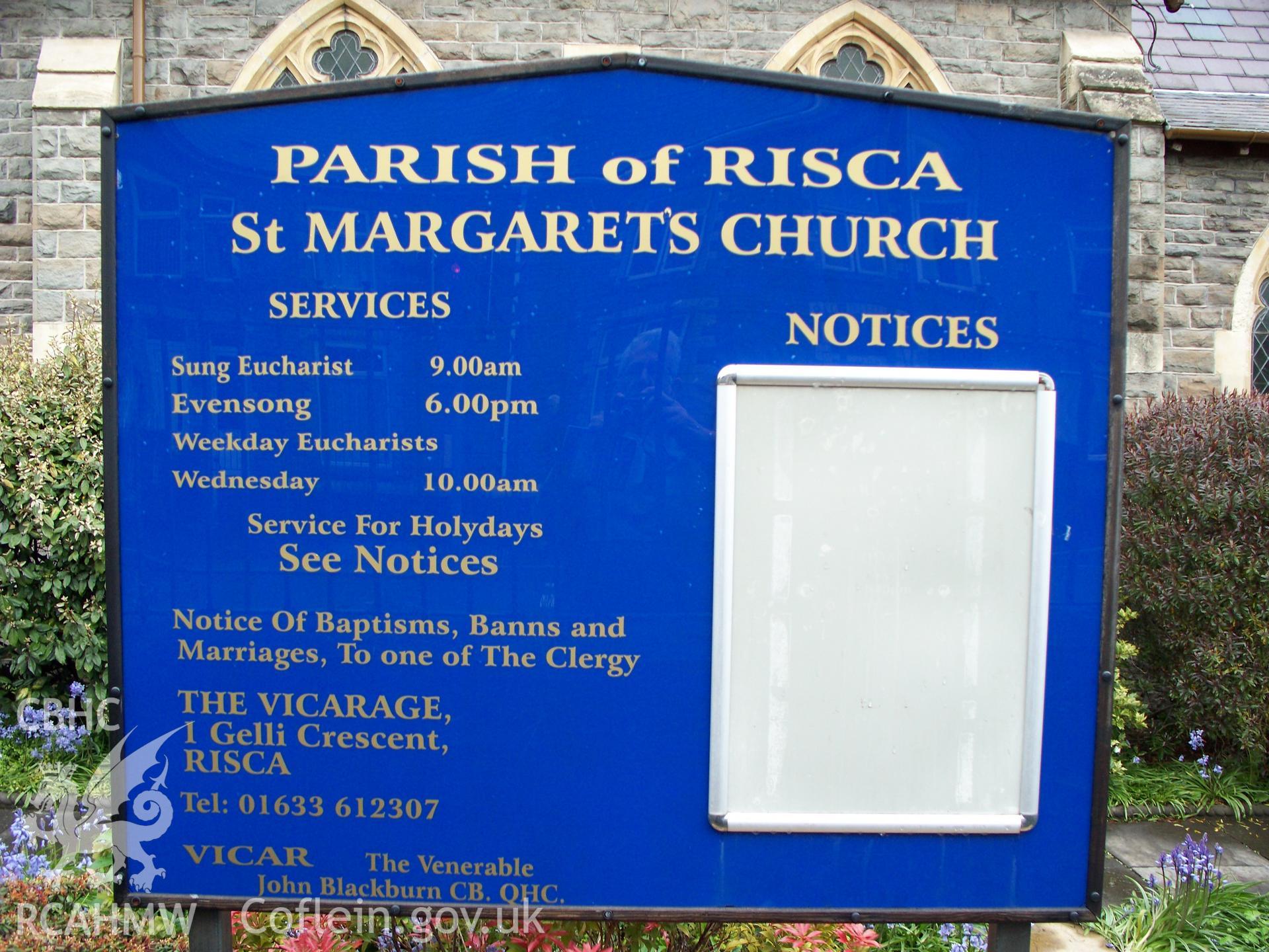 Church noticeboard.