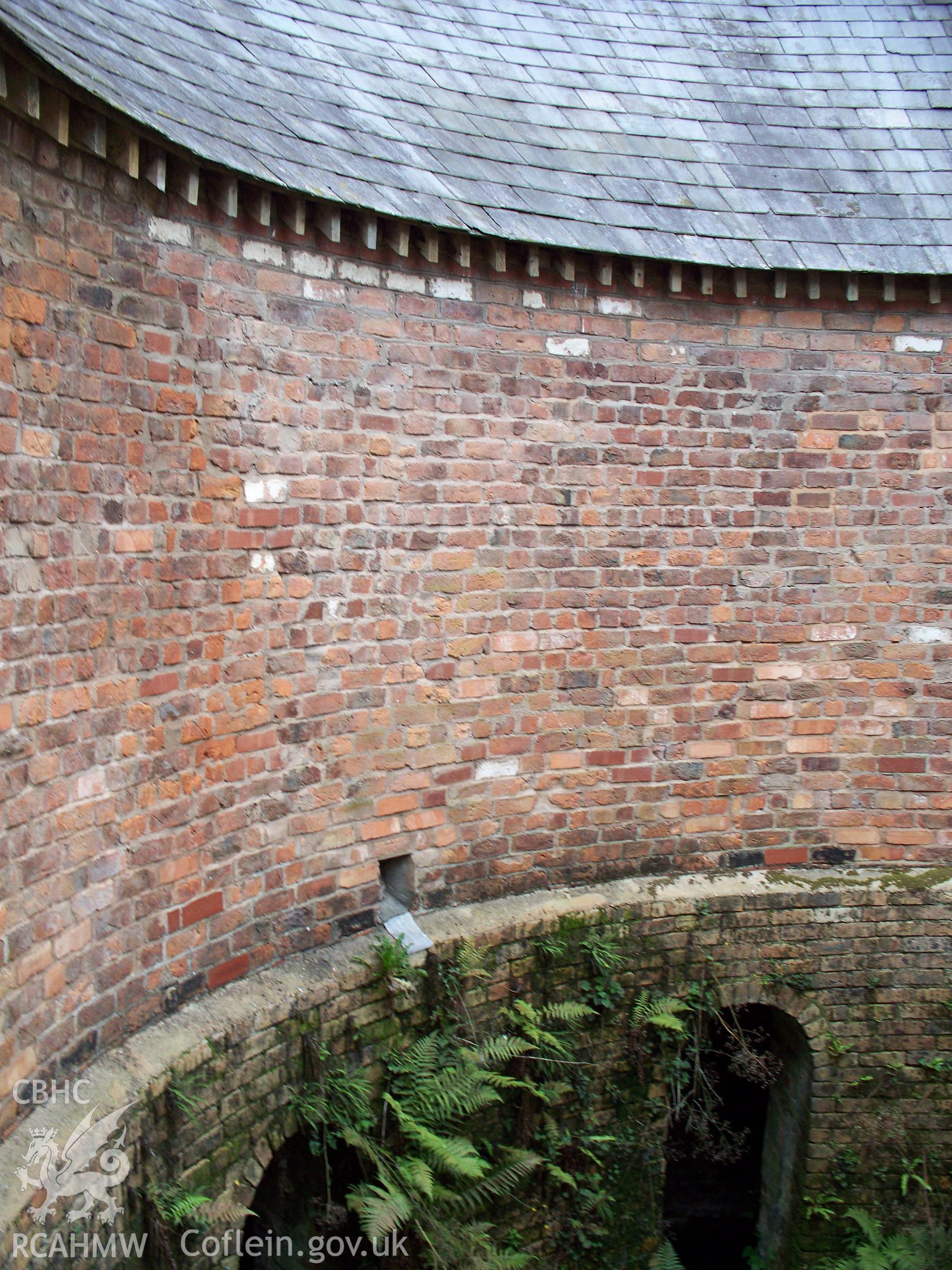 Looking north showing slurry hole and shute & wall of circular sheepfold house.