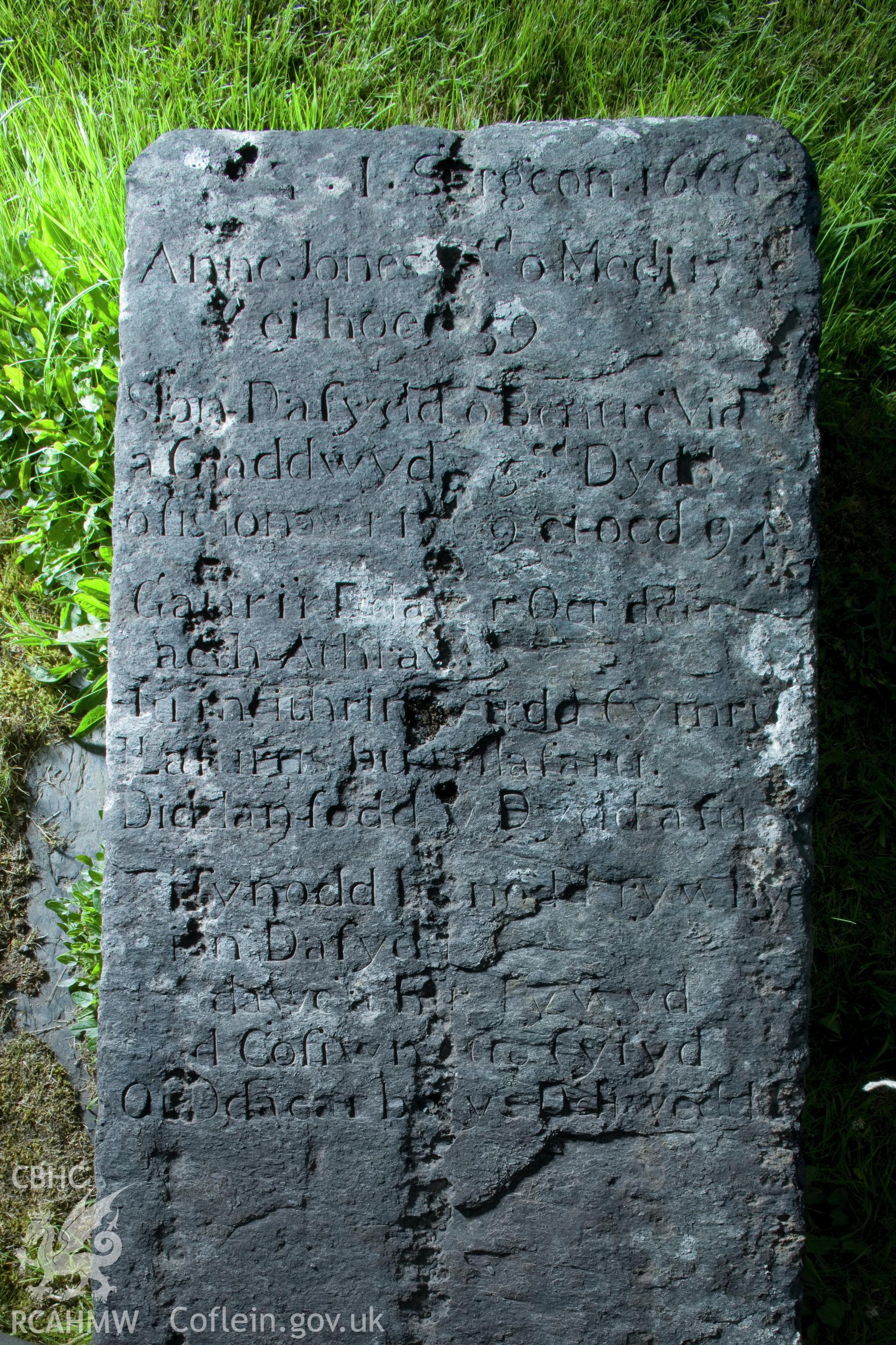 1666 gravestone dedicated to Sion Daffyd.