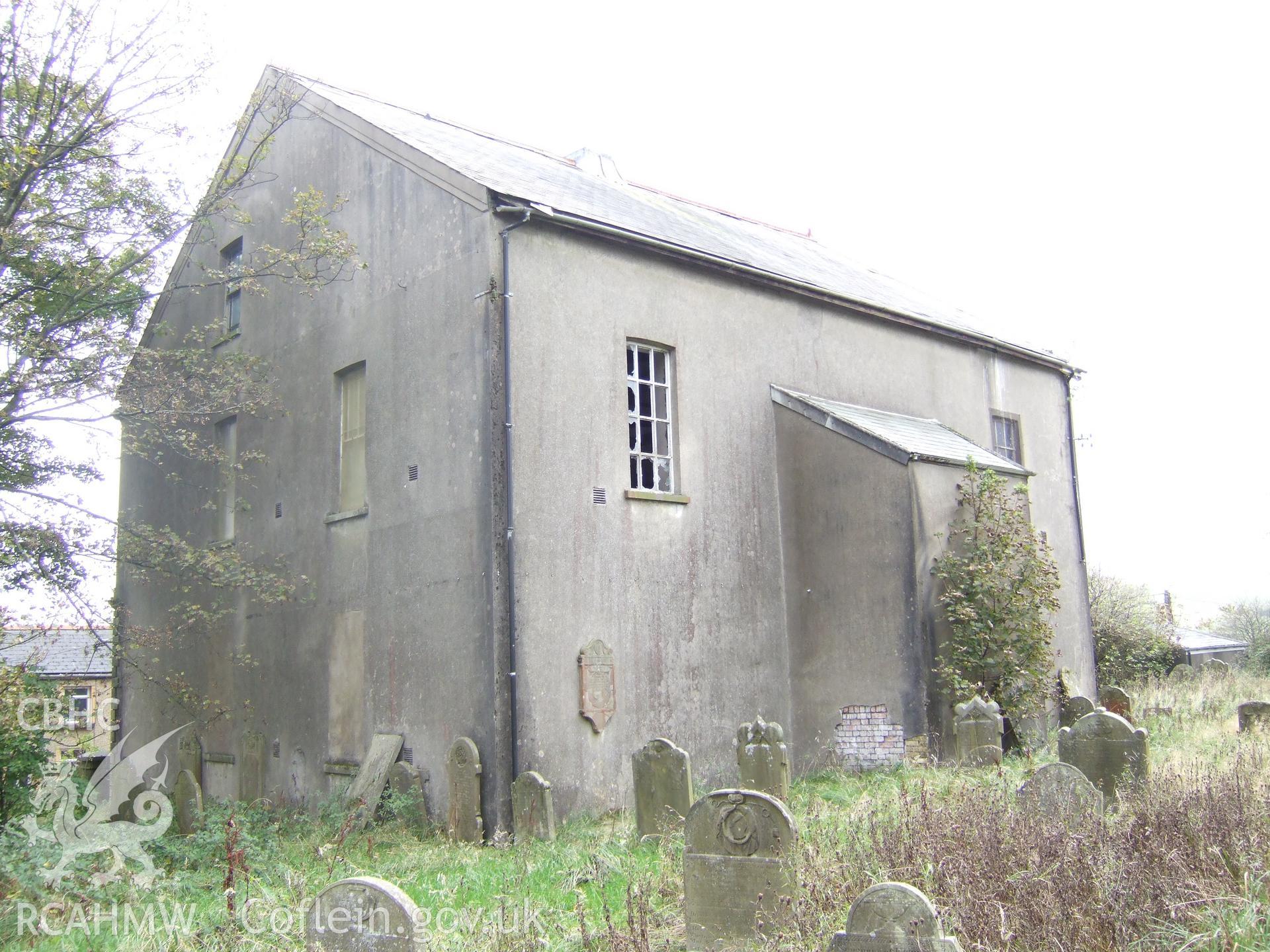 Rear NE side with organ extension (right) & SE end and burial-ground.