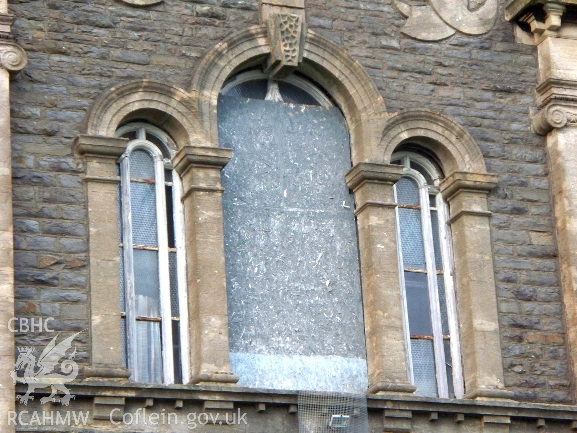 Arched Venetian or Serlian Window in the centre of the SW front, now boarded-up & derelict.
