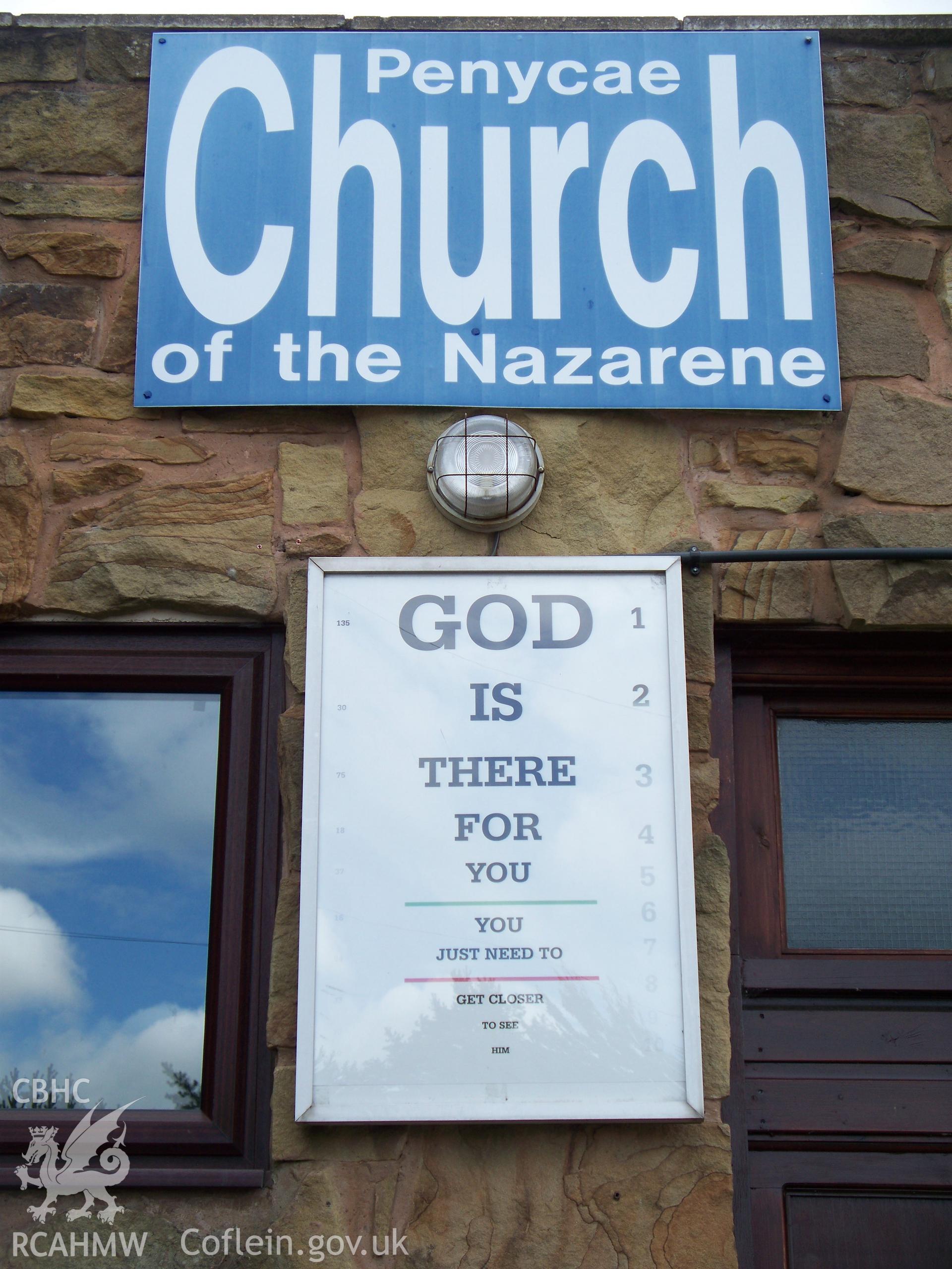 Notice on main north entrance front.