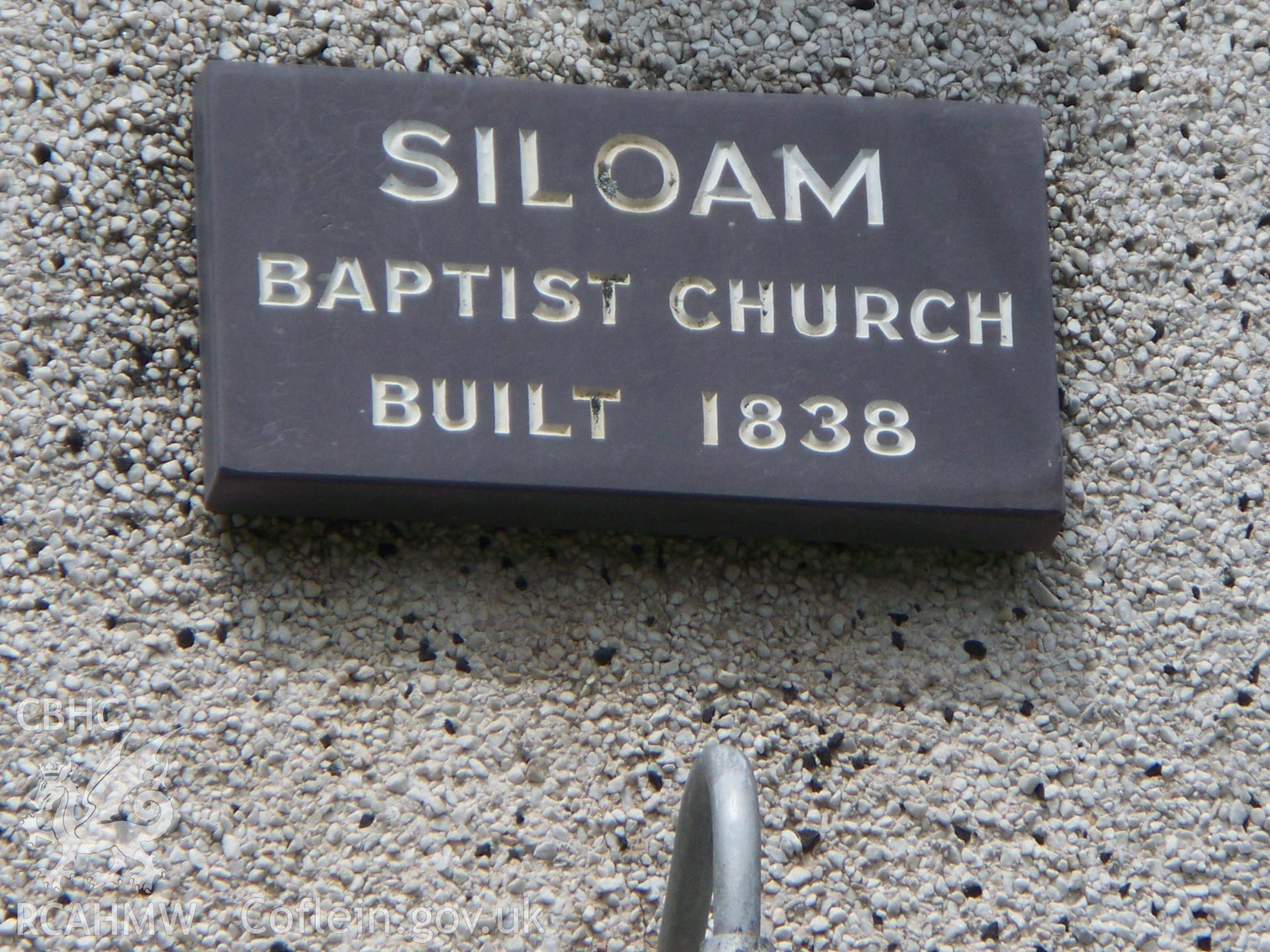 'SILOAM BAPTIST CHURCH BUILT 1838' on SE front.