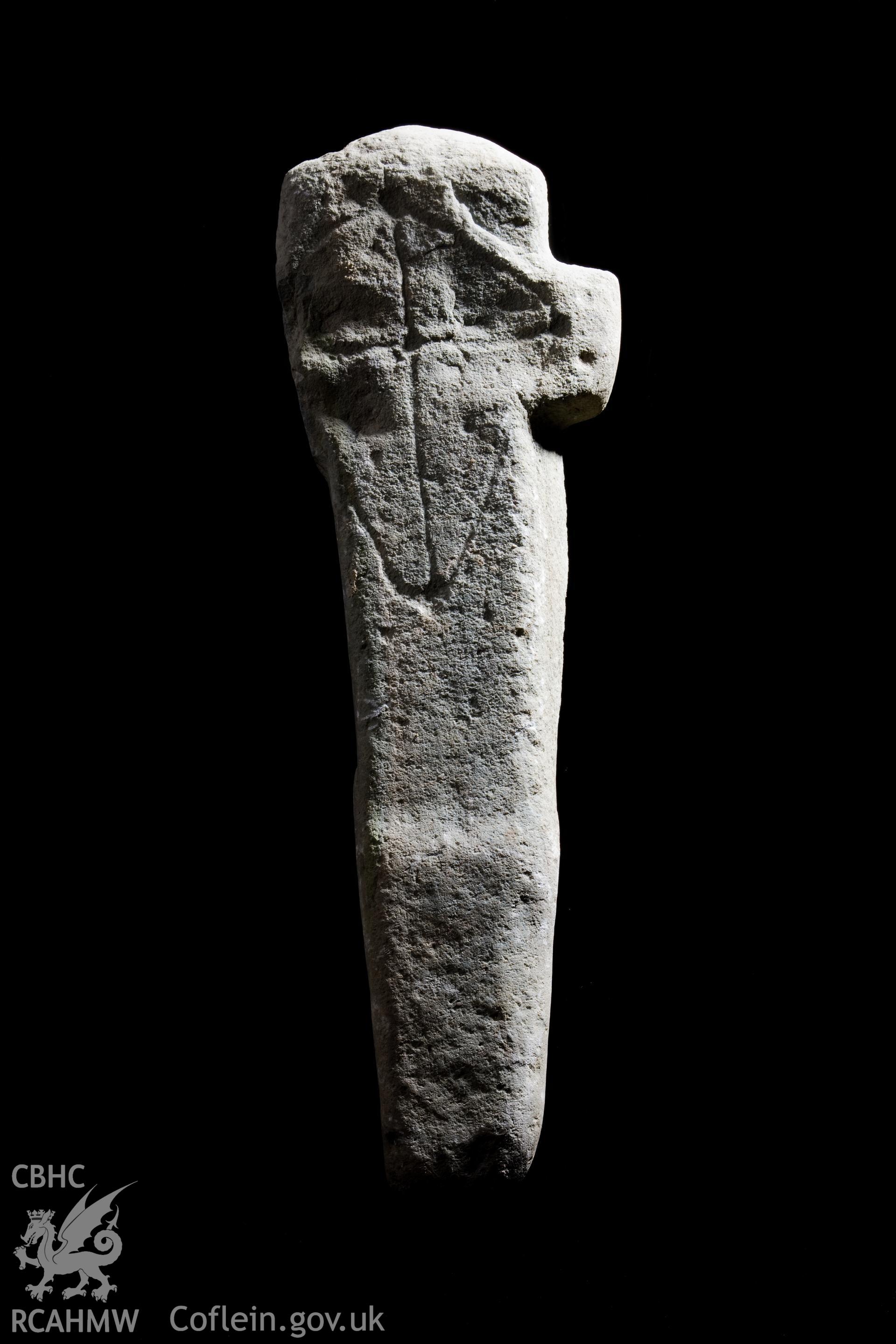 Cross carved stone found in graveyard. (2008)