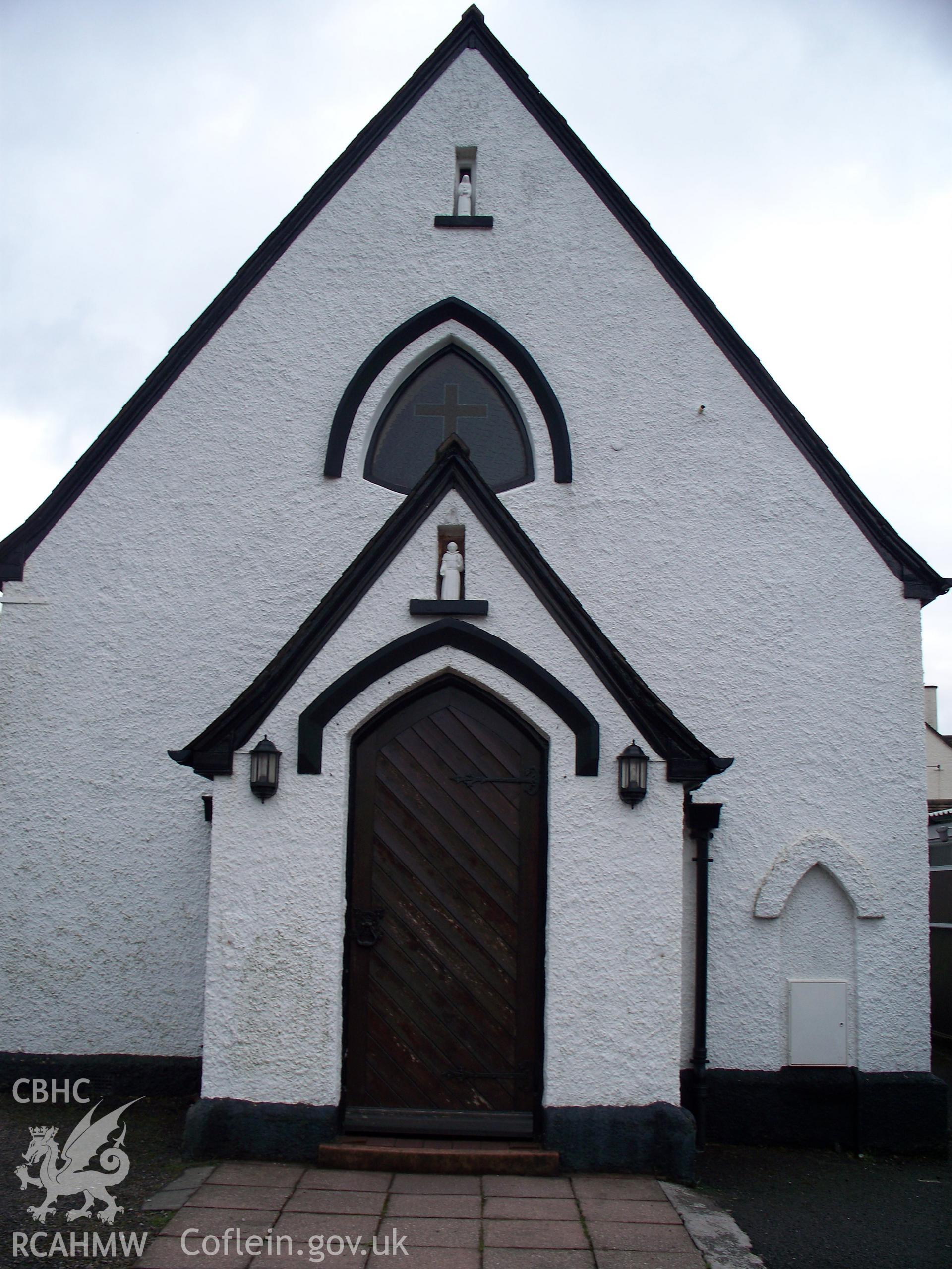 Main north-western Lyne Road entrance gable.