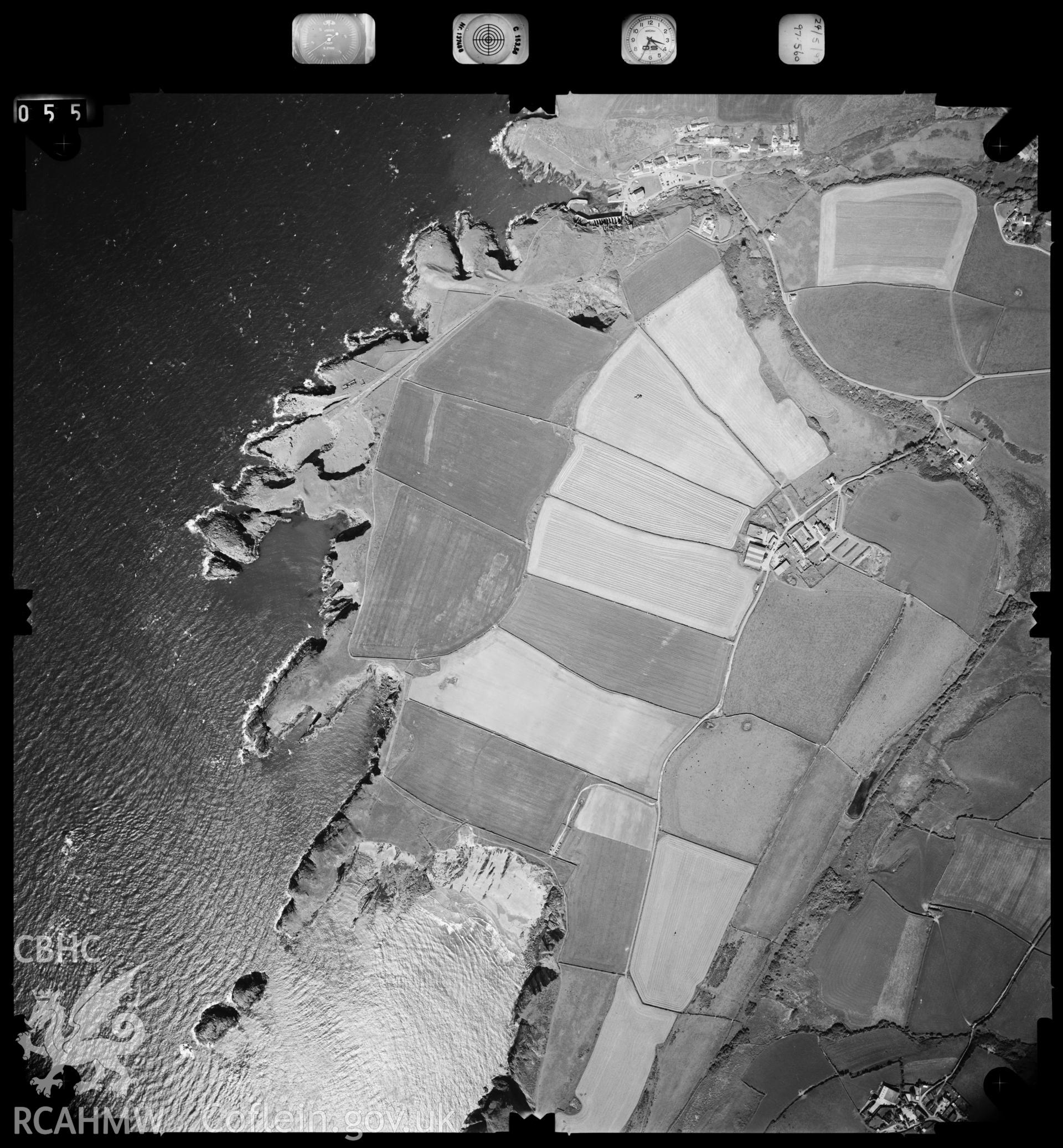Aerial photograph showing the area around Porthgain Harbour, taken by Ordnance Survey, 1997.