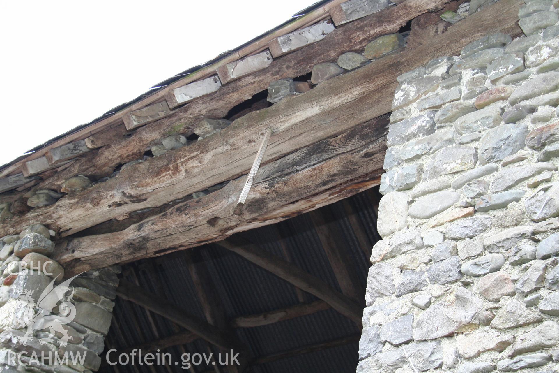 South elevation,  threshing doorway detail of lintel.