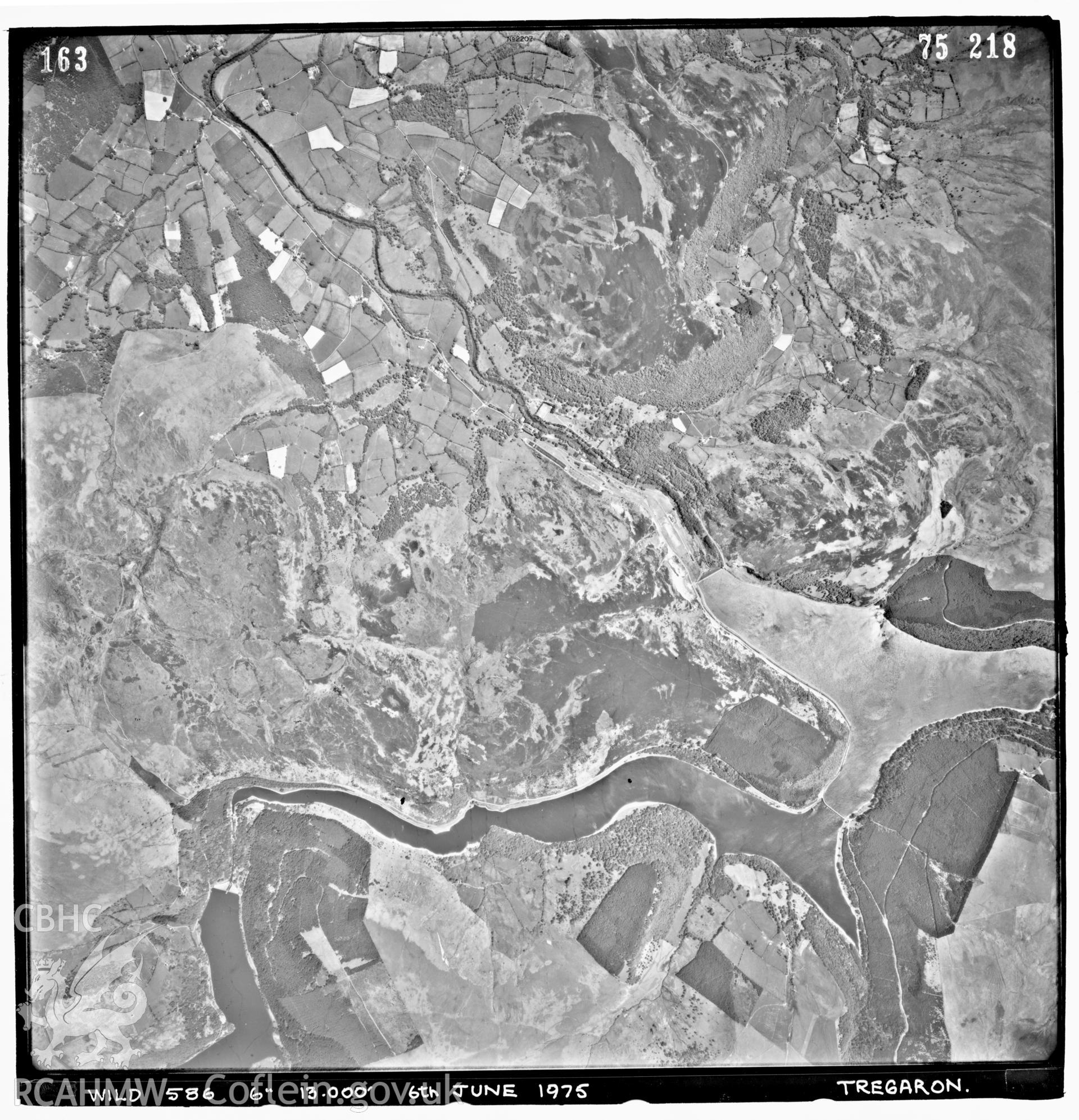 Digitized copy of an aerial photograph showing the area SN86/96, taken by Ordnance Survey, 1975.