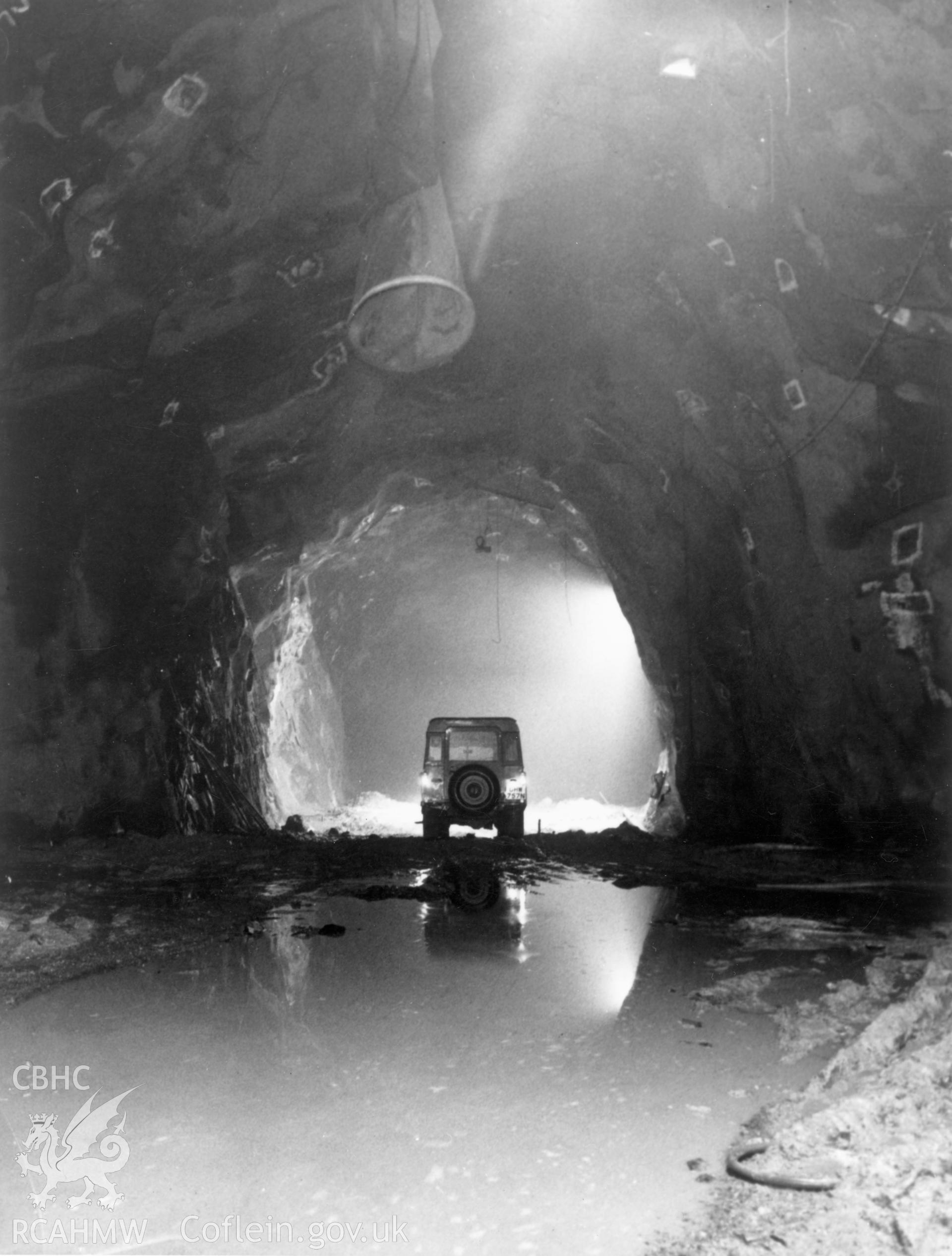 1 b/w photograph showing tunnel during construction at Dinorwig Power Station; collated by the former Central Office of Information.