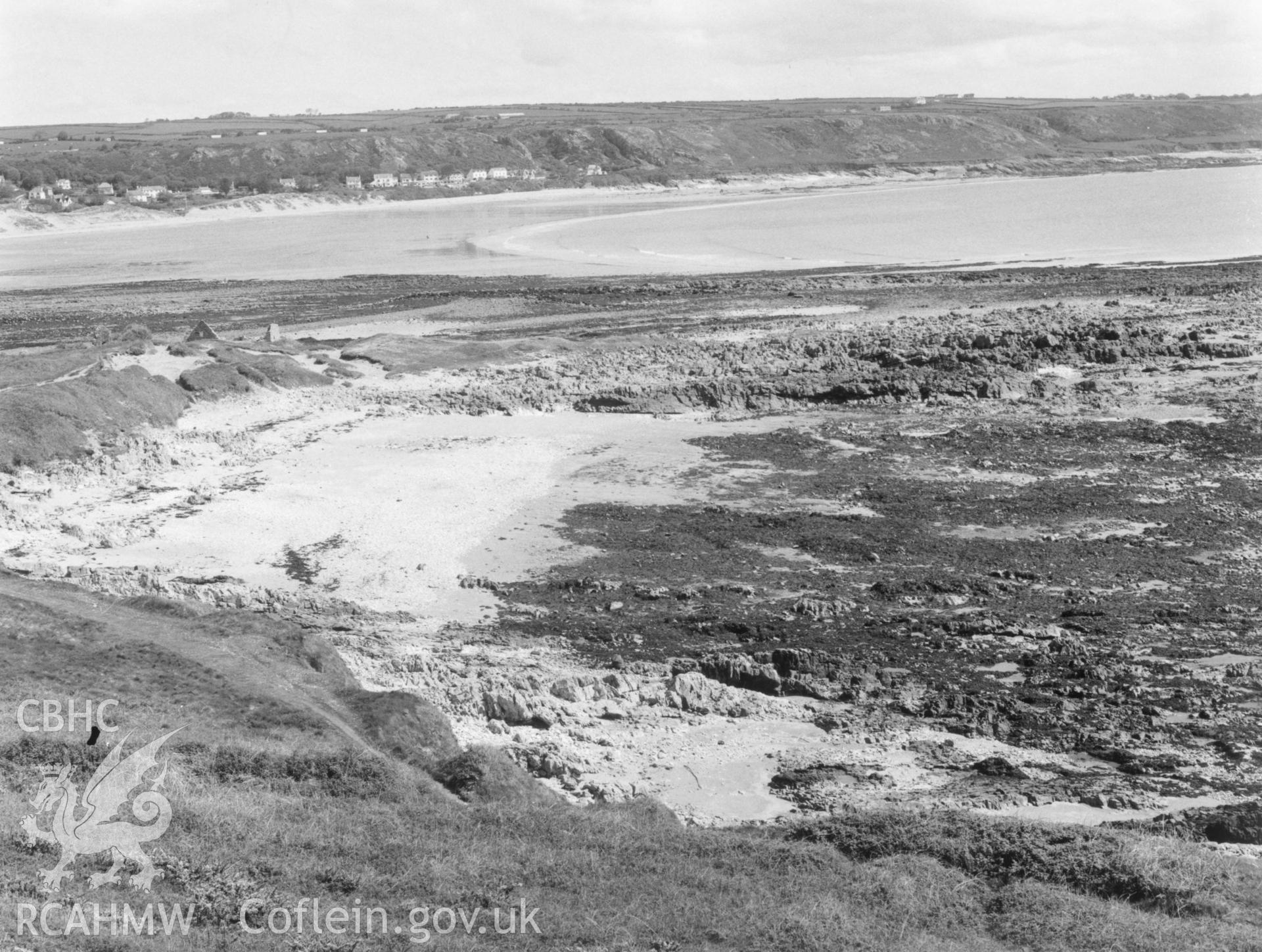 1 b/w print showing view of Port Eynon beach; collated by the former Central Office of Information.