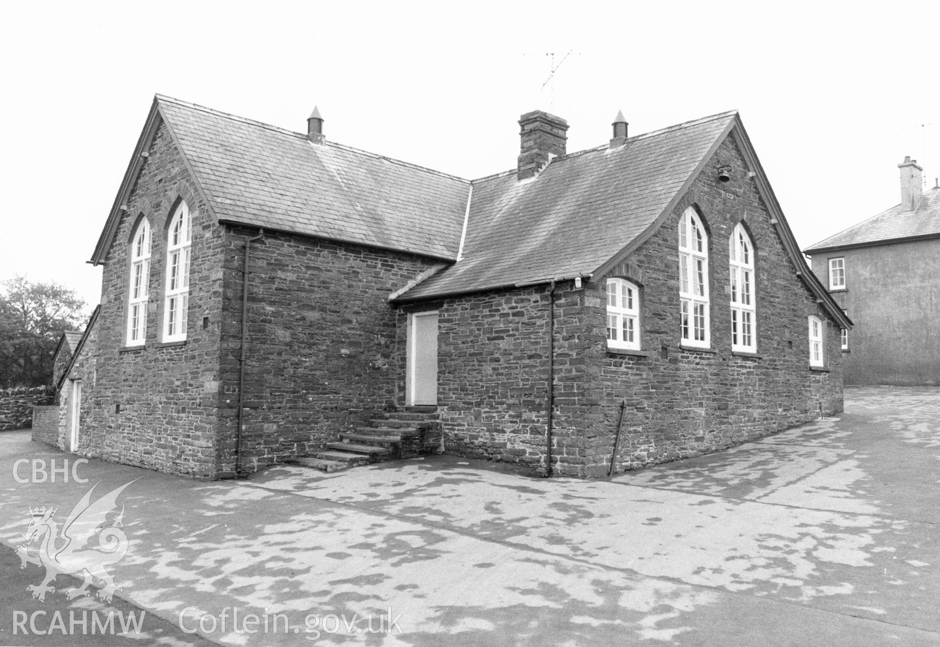 1 b/w print showing exterior view of Cellan primary school; collated by the former Central Office of Information.