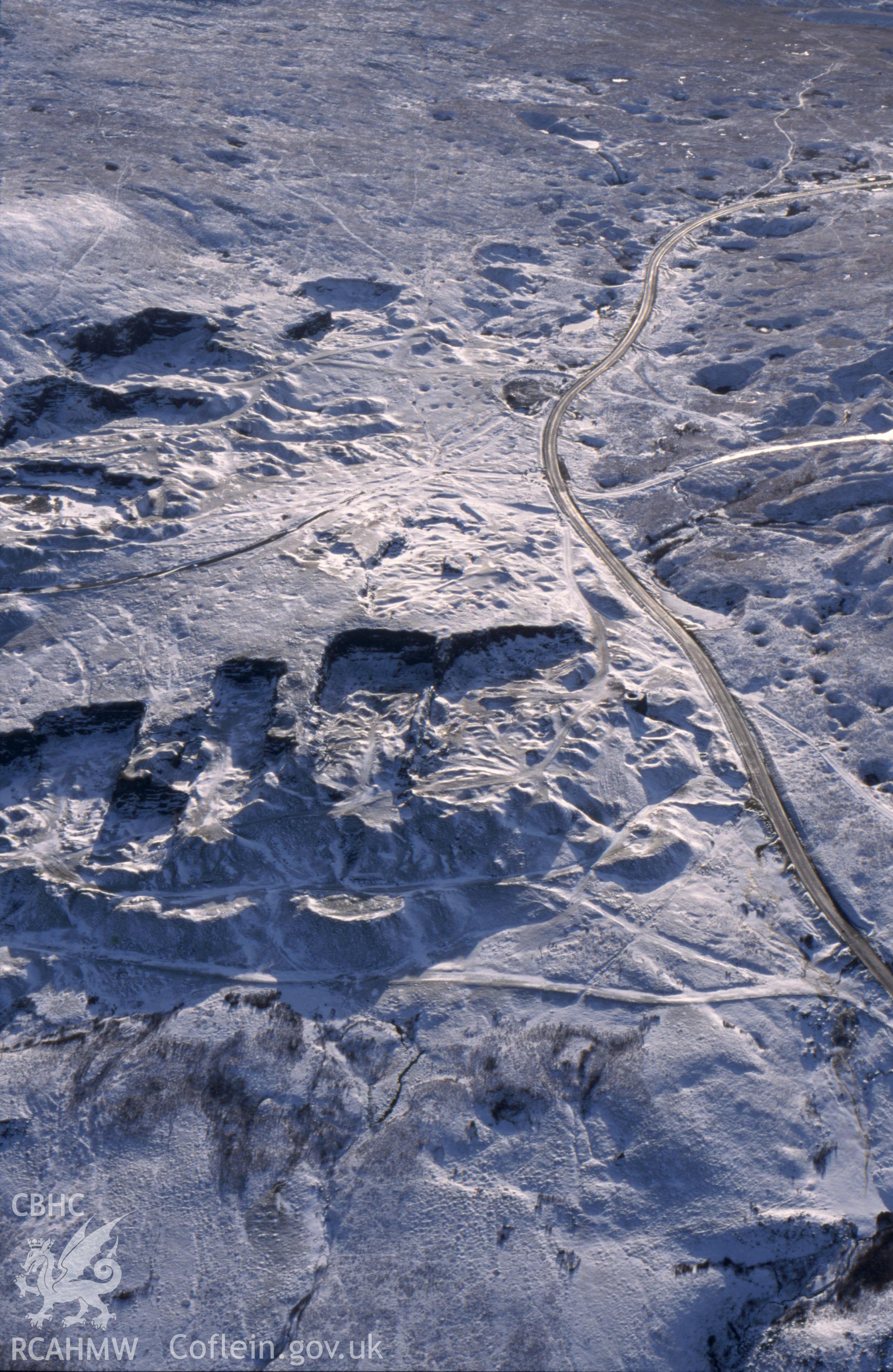 RCAHMW colour oblique aerial photograph of Foel Fawr Quarry Complex taken on 10/01/2003 by Toby Driver