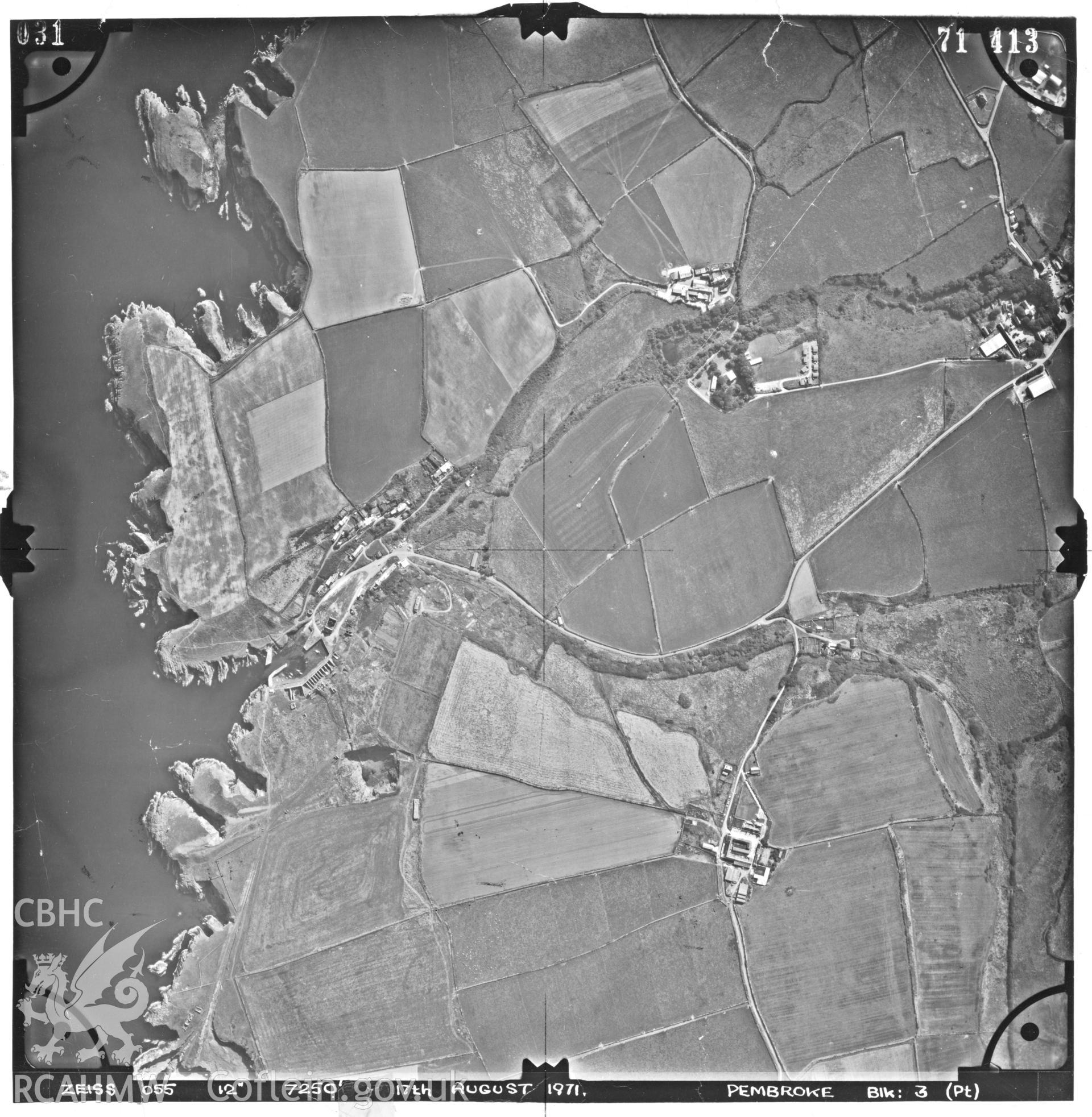 Aerial photograph showing the area around Porthgain Harbour, taken by Ordnance Survey, 1971.