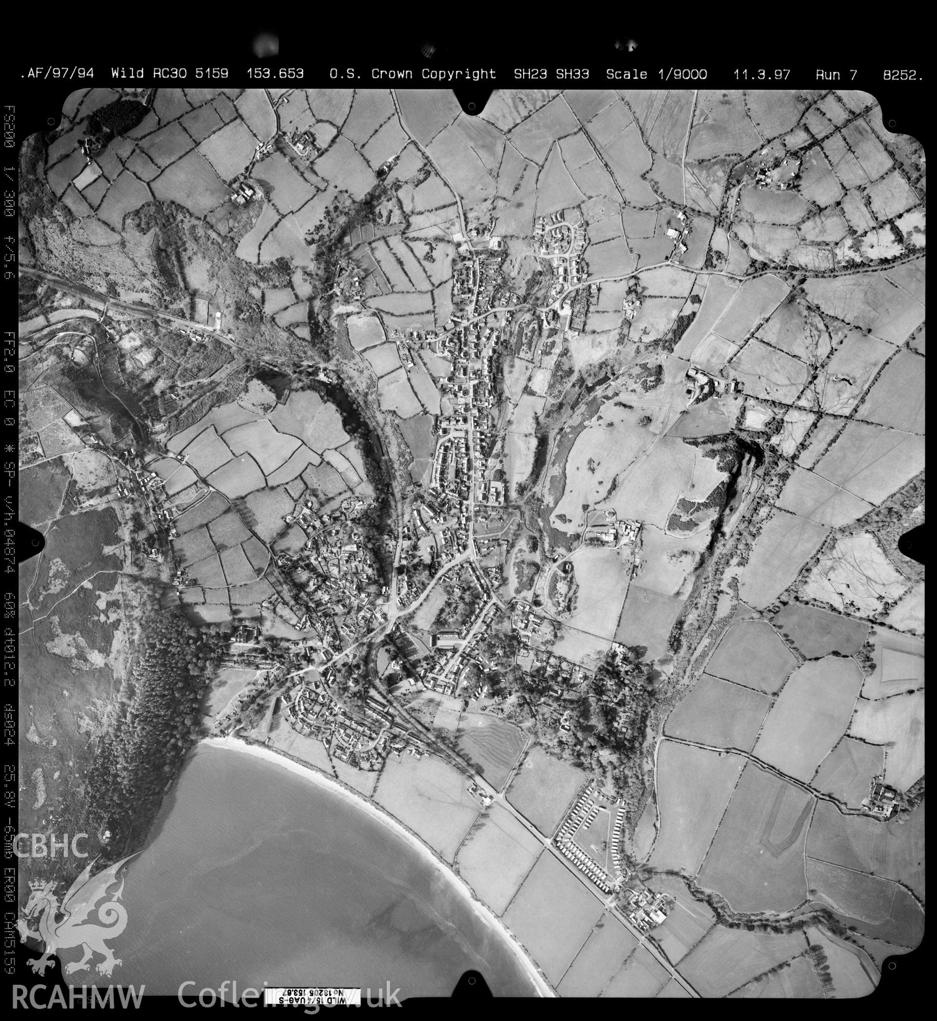 Digitized copy of an aerial photograph showing the Llanengan area, taken by Ordnance Survey, 1997.