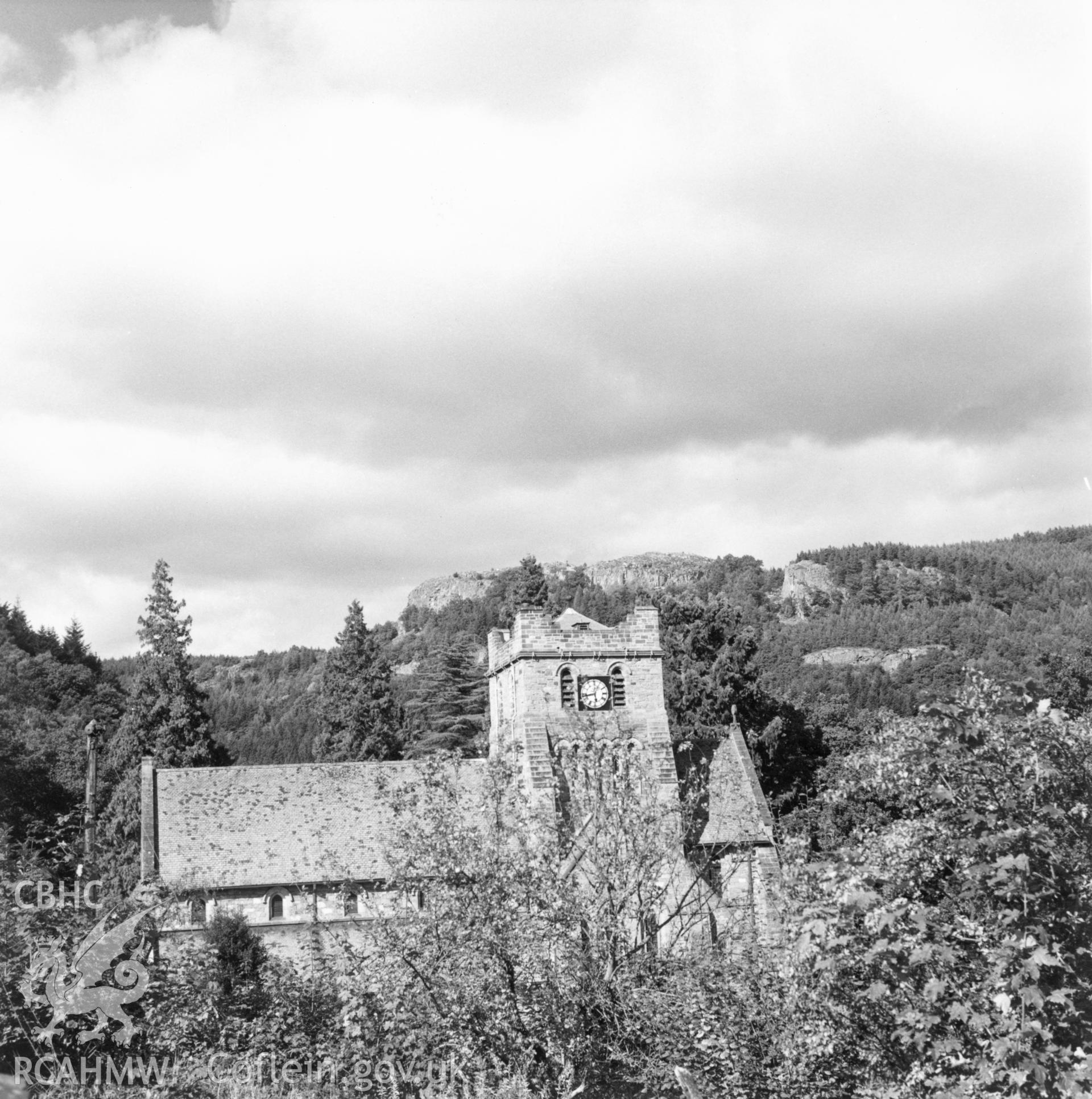 1 b/w print showing view of St Mary's Church, Betws-y-Coed; collated by the former Central Office of Information.