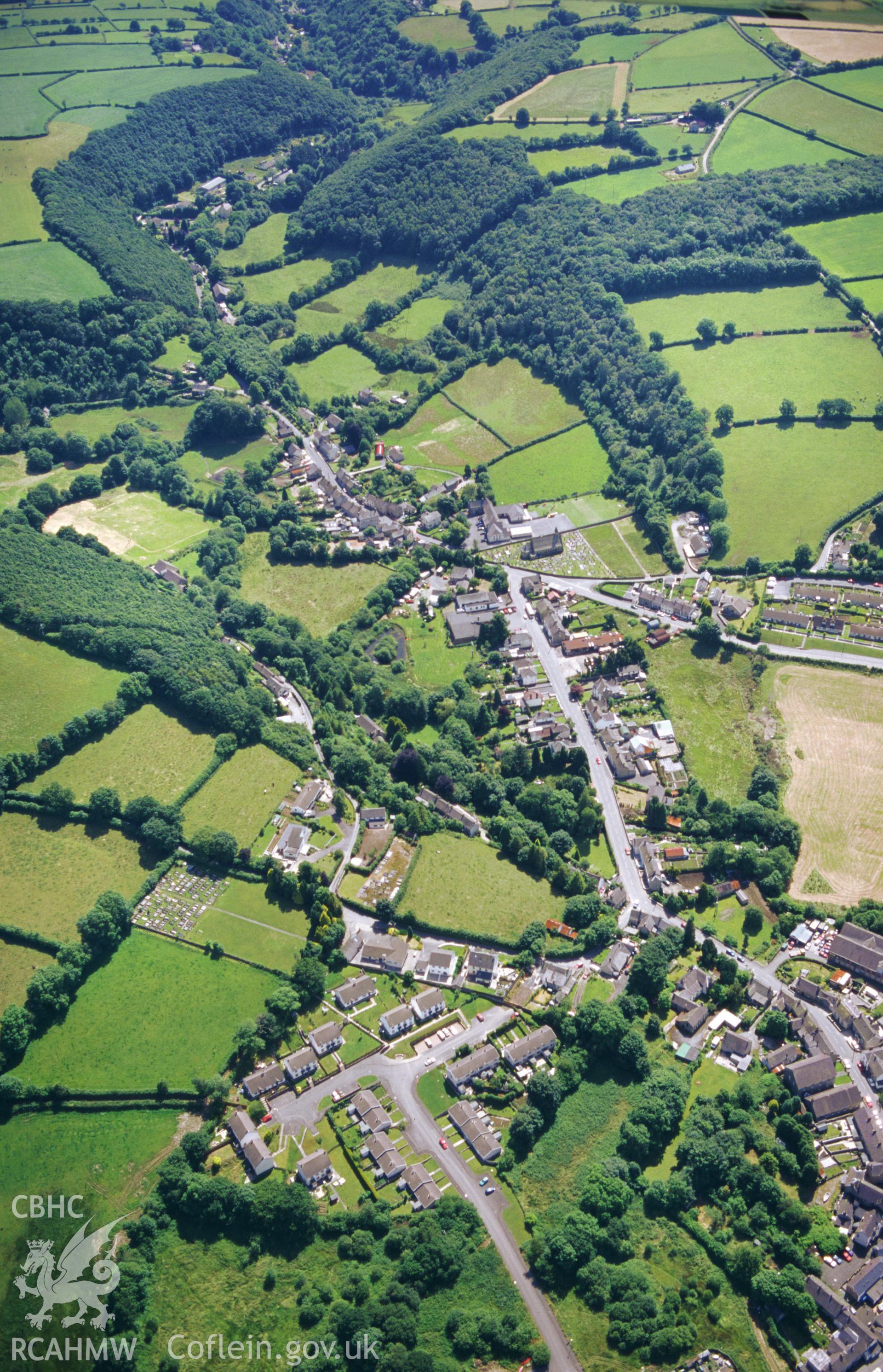 RCAHMW colour slide oblique aerial photograph of Drefach, Llangeler, taken on 29/06/1999 by Toby Driver