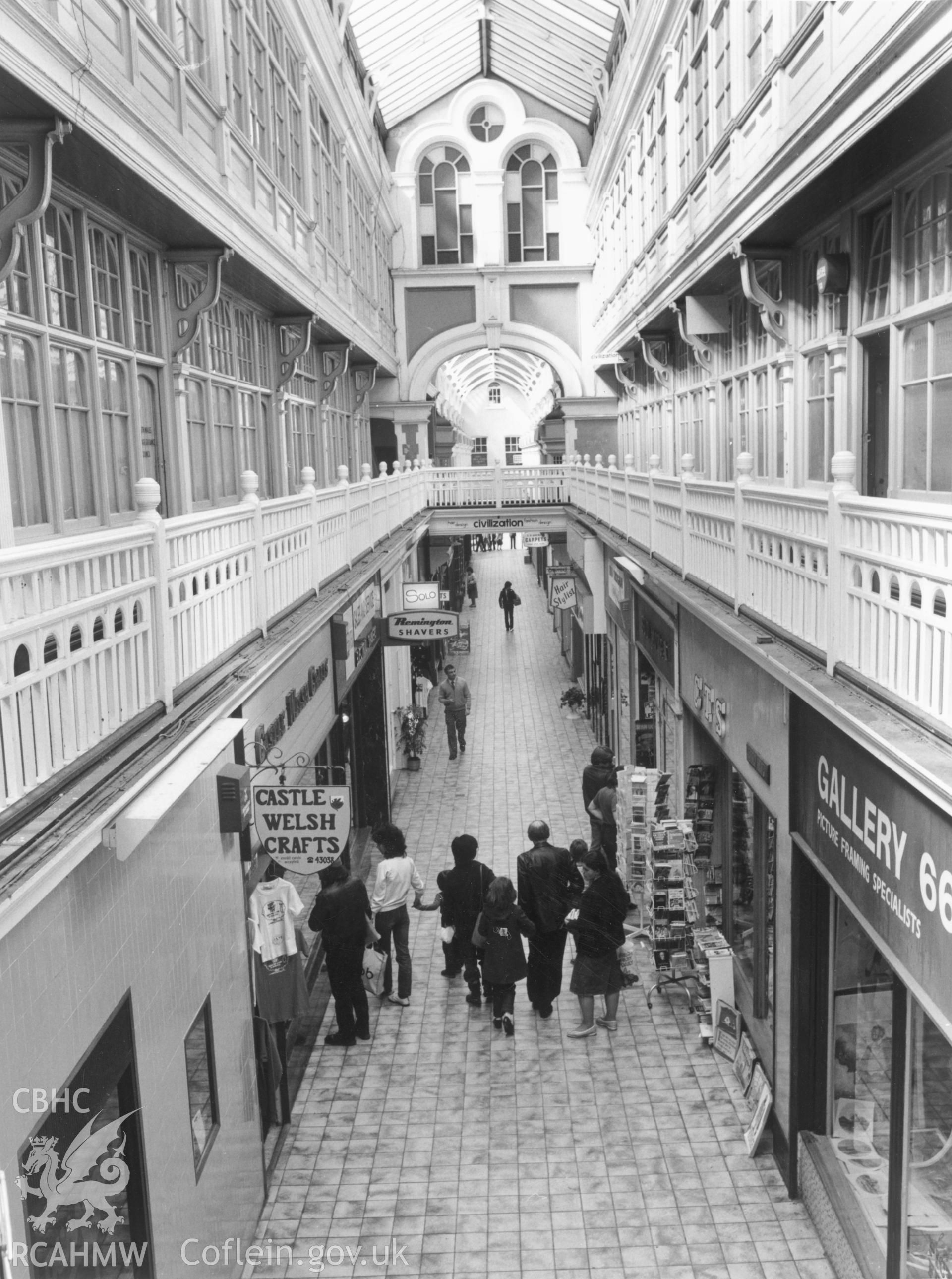 1 b/w print showing Castle Arcade, Cardiff, collated by the former Central Office of Information.