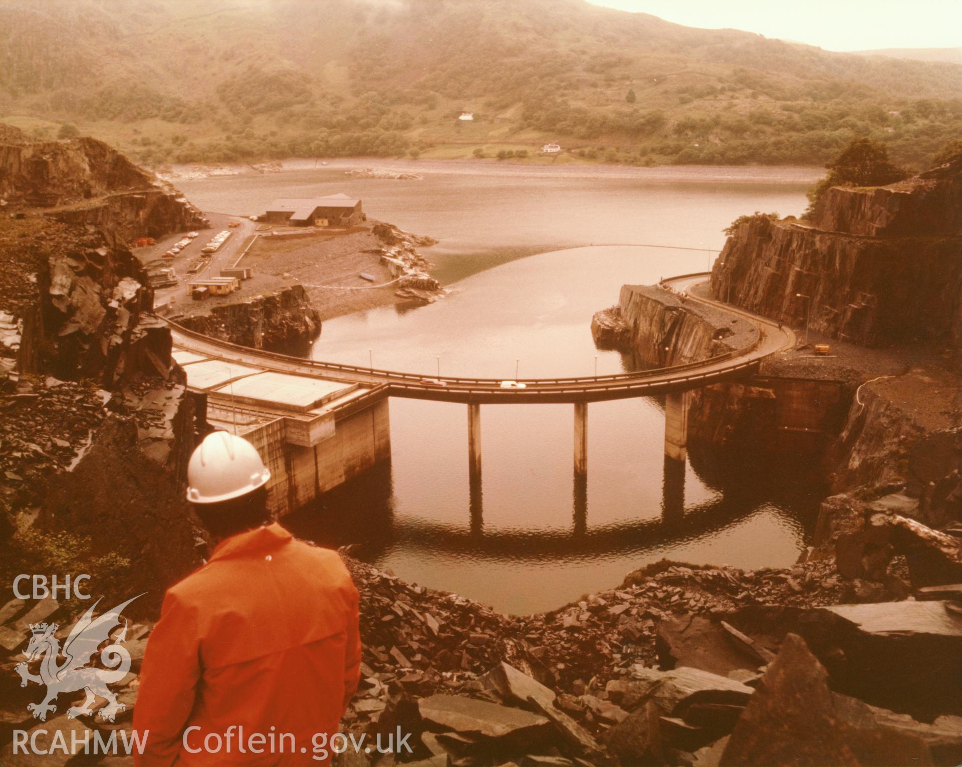 1 colour print showing lake and circular road at Dinorwig Power Station; collated by the former Central Office of Information.