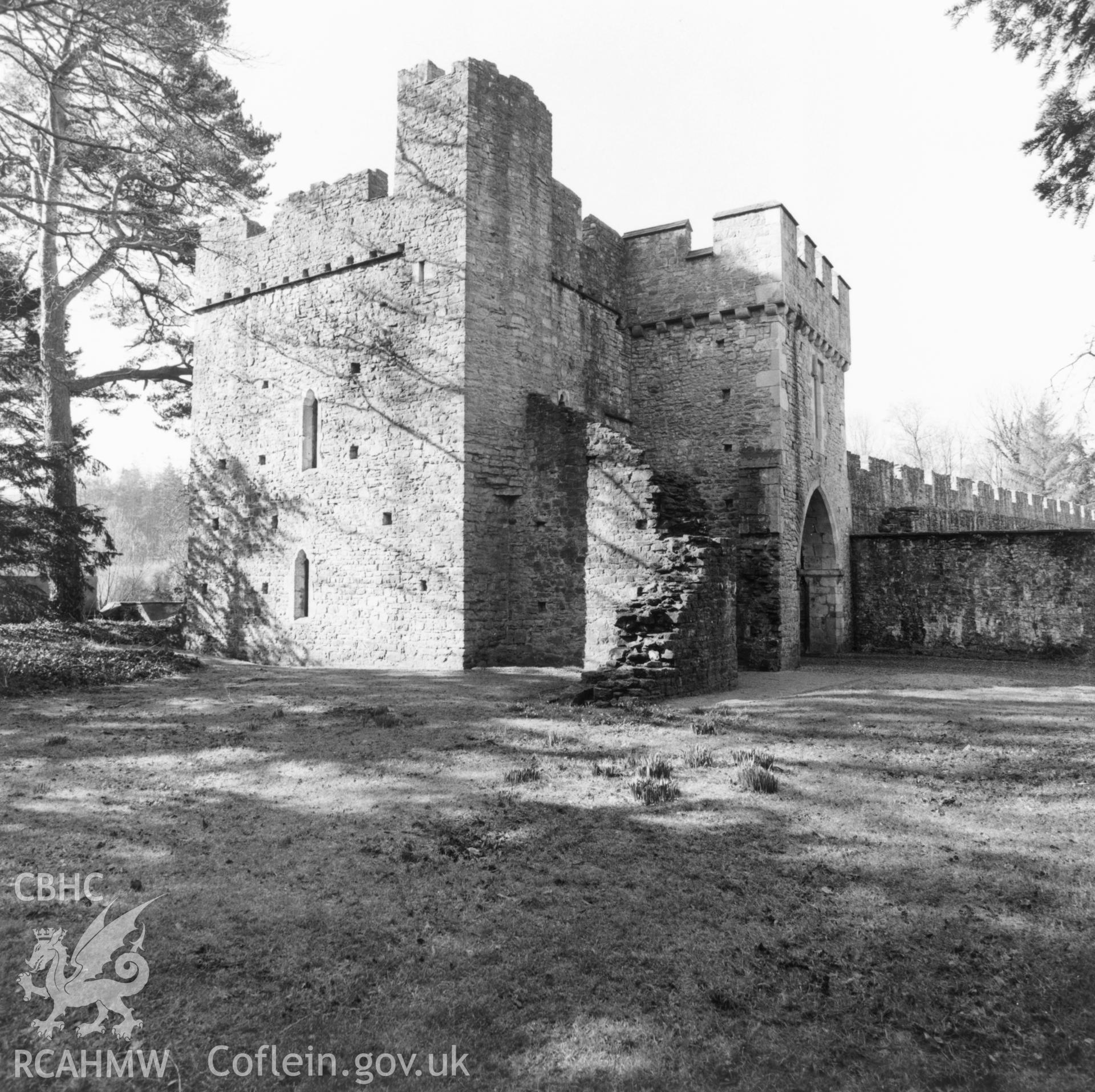 1 b/w print showing exterior view of Ewenny Priory; collated by the former Central Office of Information.