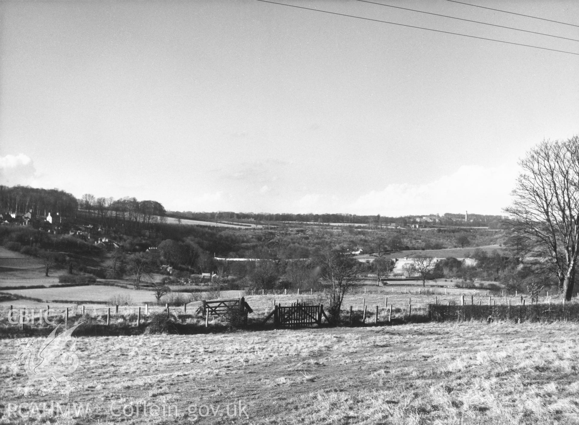 1 b/w print showing landscape in Flintshire; collated by the former Central Office of Information.