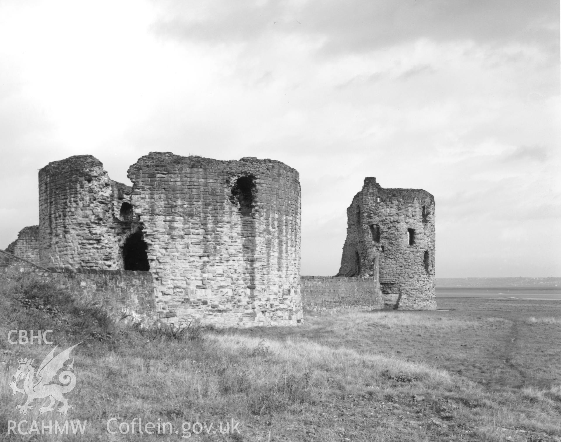 1 b/w print showing view of Flint castle, collated by the former Central Office of Information.