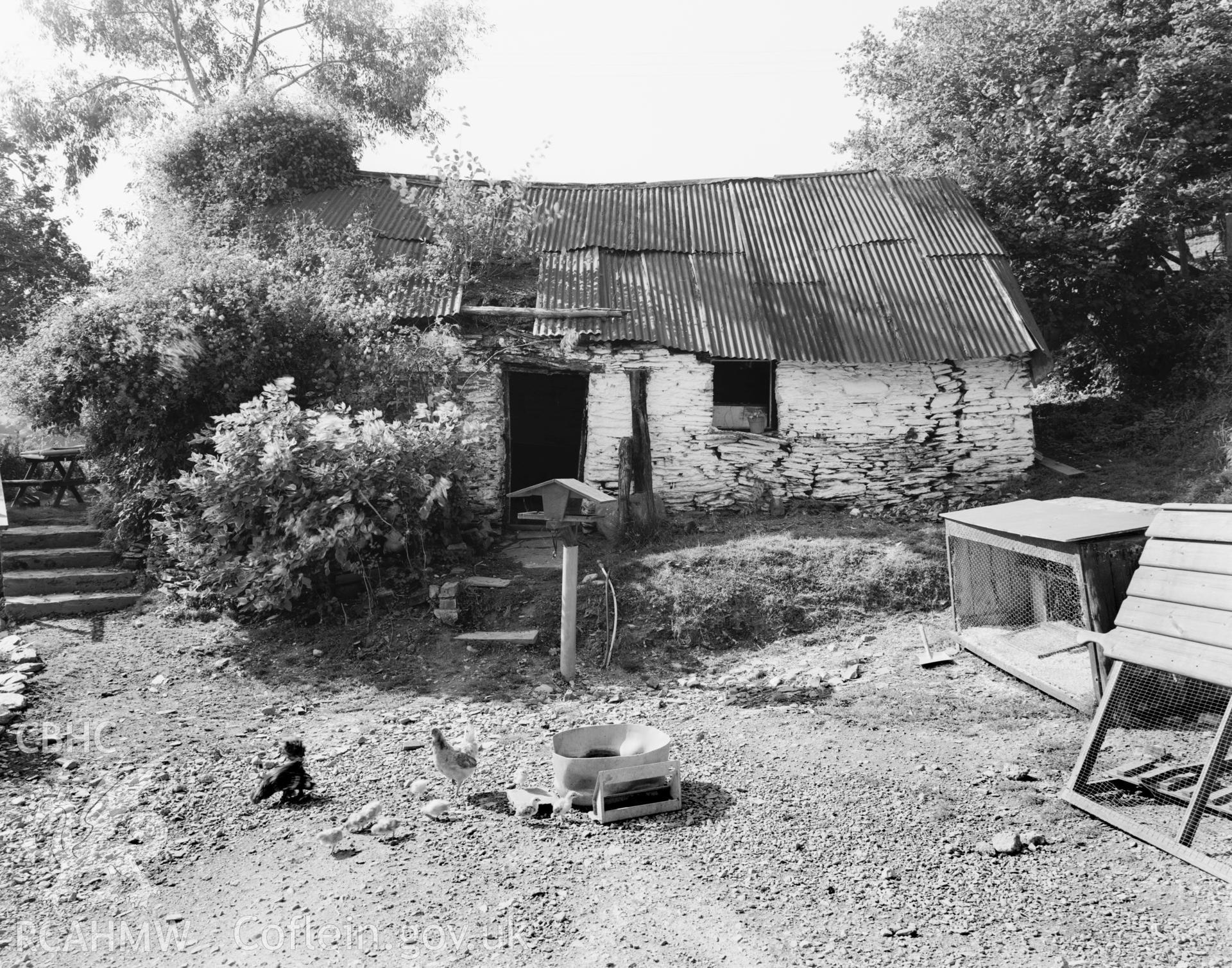 Digitized copy of a negative showing Cobbler's Cottage, Abercych taken by Iain Wright, 1997