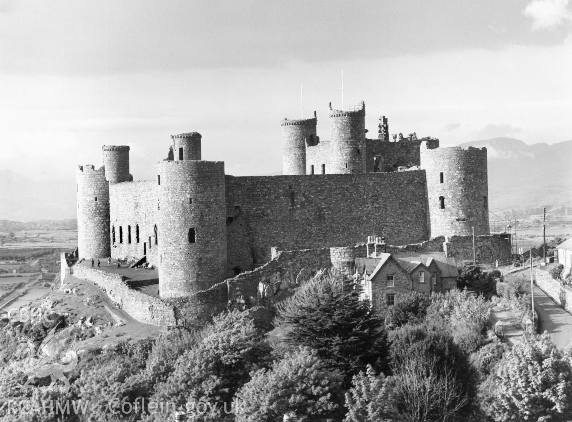 General view of Harlech Castle, taken in 1972, from the Central Office of Information.