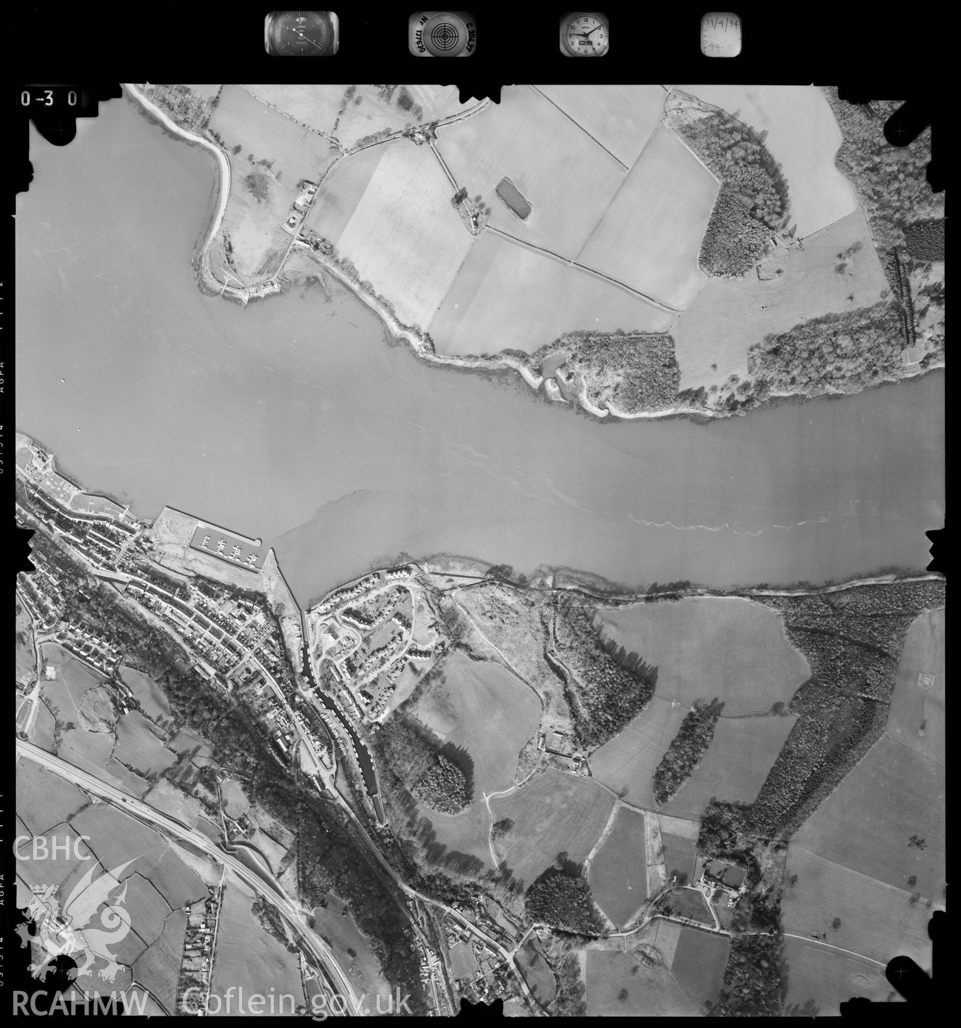 Digitized copy of an aerial photograph showing the Felinheli area, taken by Ordnance Survey, 1994.