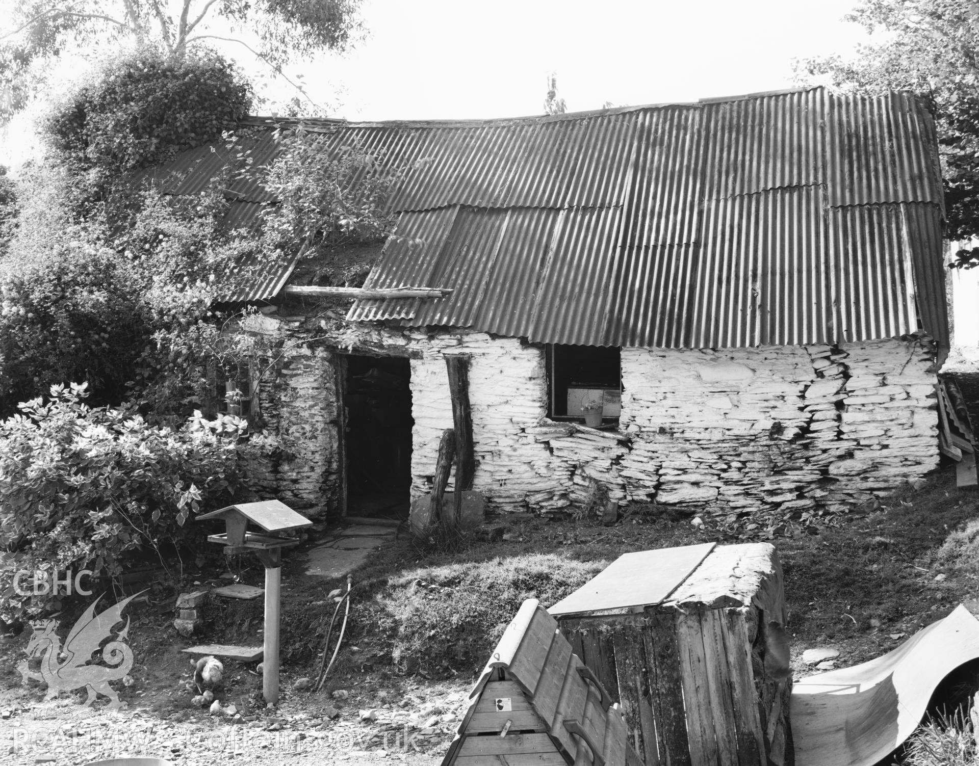 Digitized copy of a negative showing Cobbler's Cottage, Abercych taken by Iain Wright, 1997