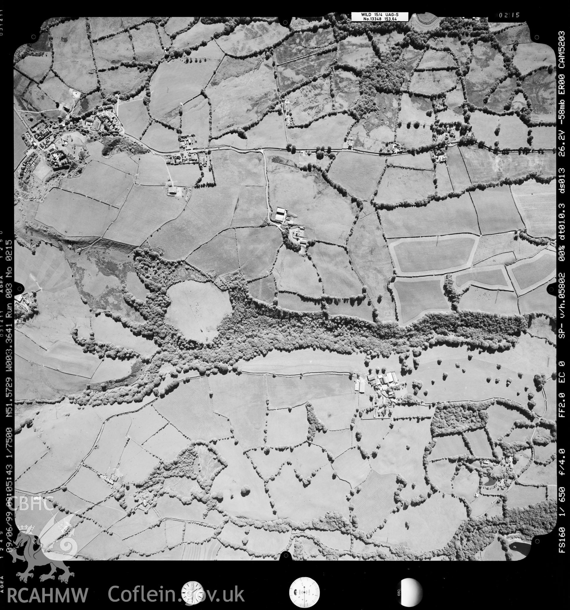 Digitized copy of an aerial photograph showing the Llantrisant area, taken by Ordnance Survey, 1999.