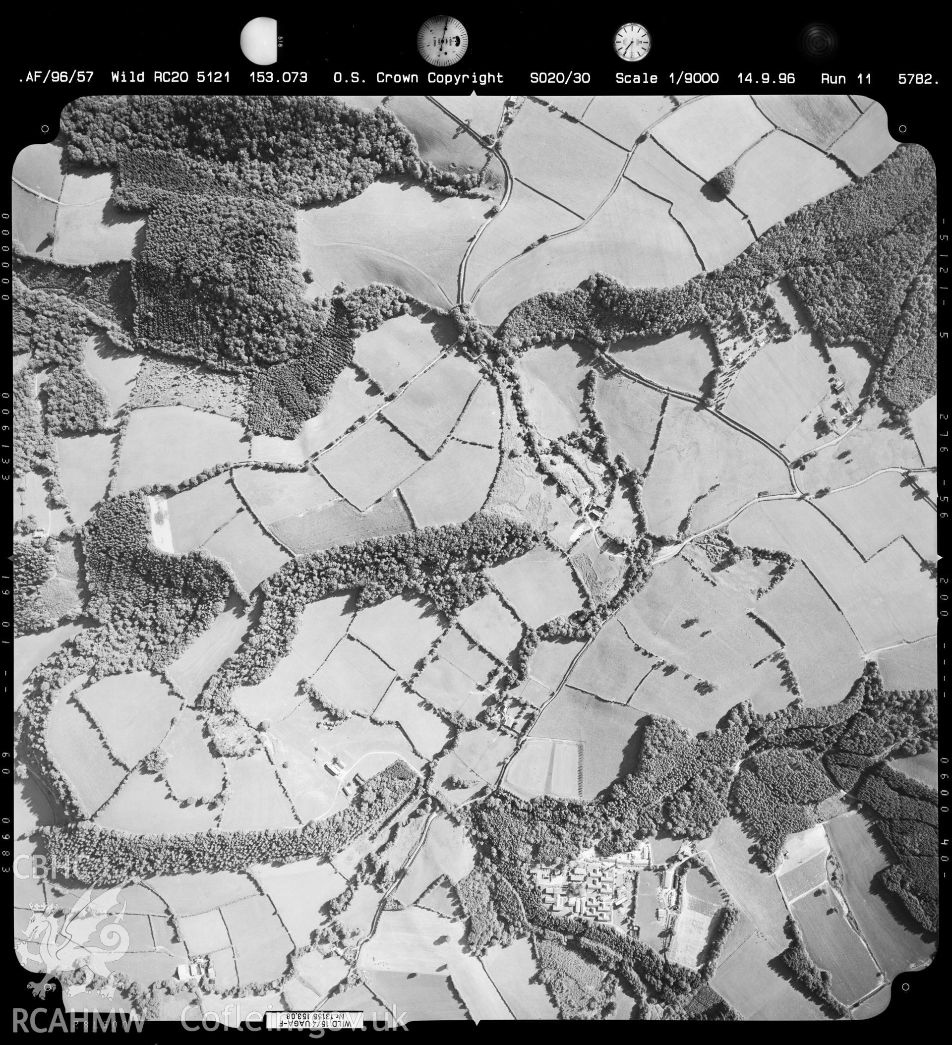Digitized copy of an aerial photograph showing the Hirwaun area, taken by Ordnance Survey, 1987.