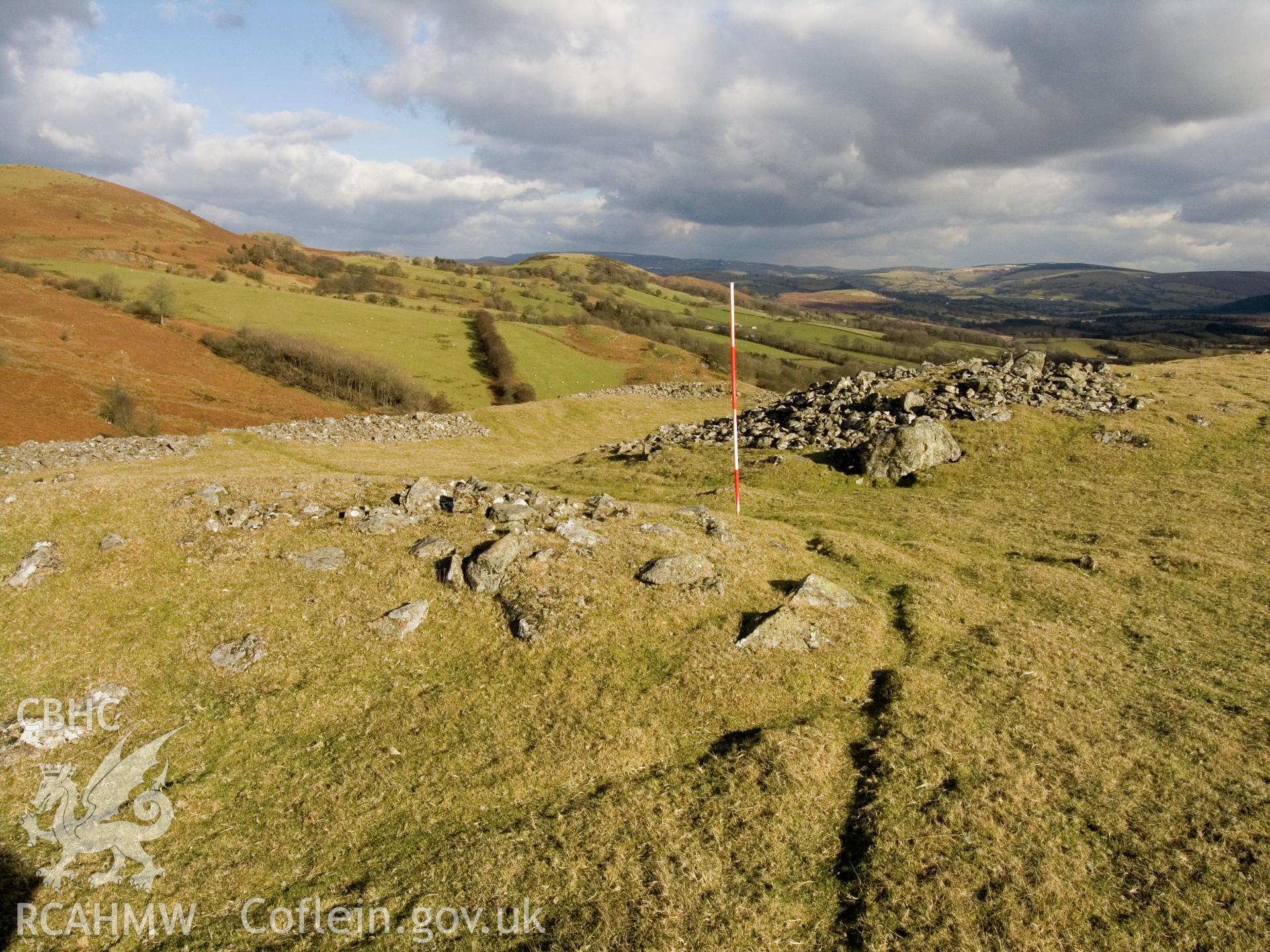 view looking NE showing entrance in inner bank at N end.