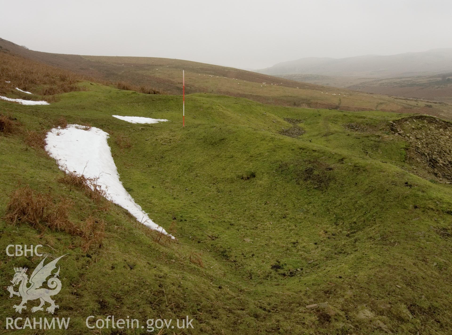 view looking S of earliest phase of pits.