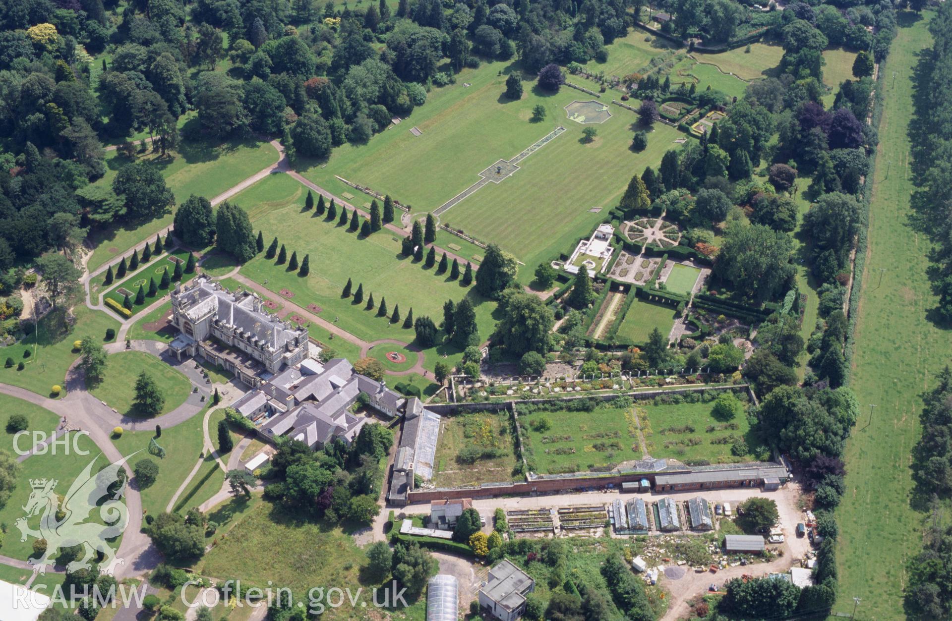 RCAHMW colour oblique aerial photograph of Dyffryn House and Gardens, taken by Toby Driver 2001