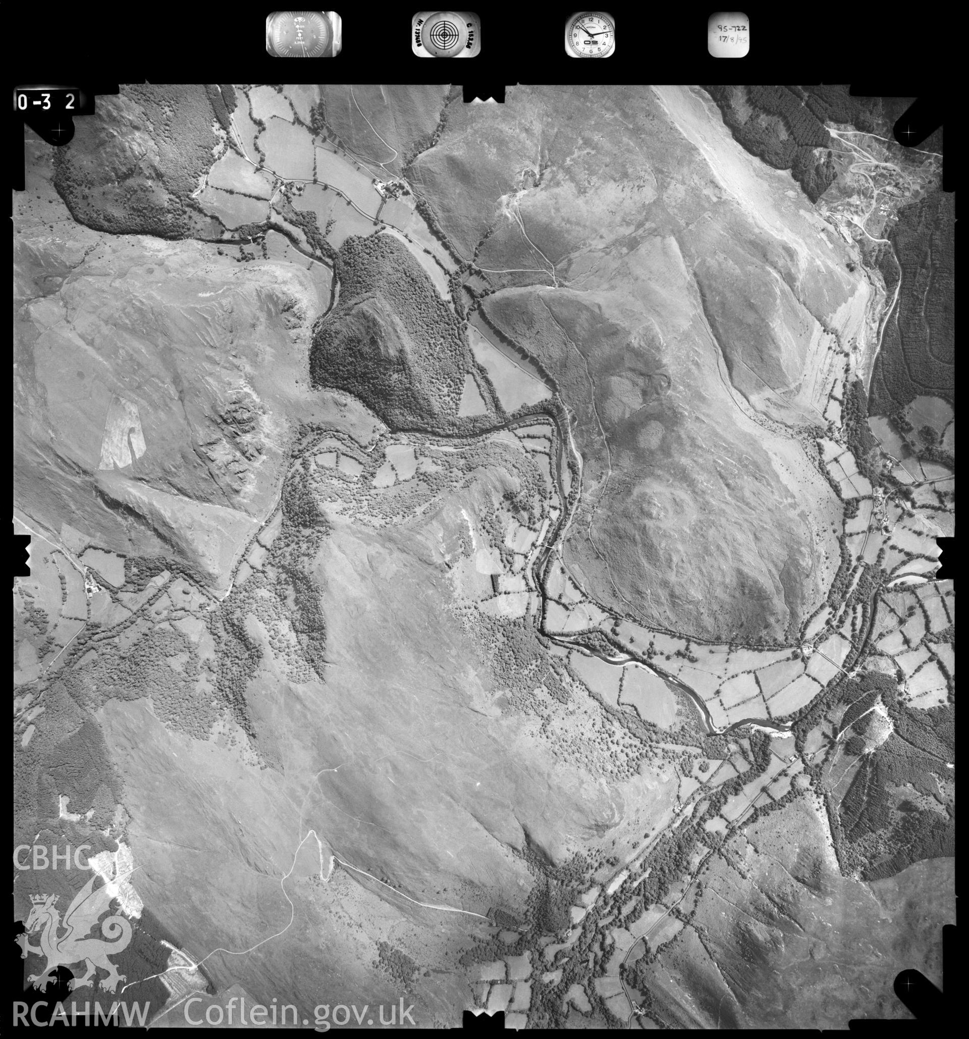 Digitized copy of an aerial photograph showing area SN64/74, taken by Ordnance Survey, 1975.