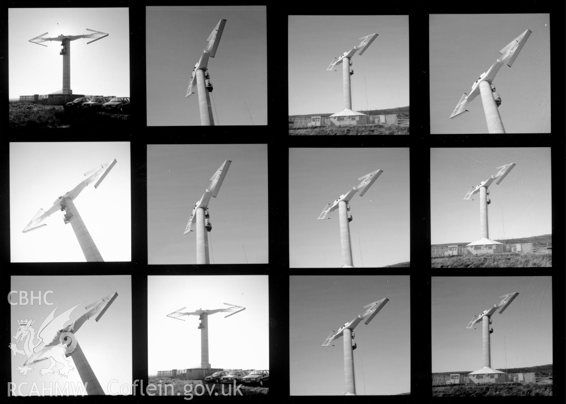 Contact sheet 3c of views of the prototype wind turbine at Carmarthen Bay in 1986. From the Central Office of Information Collection.