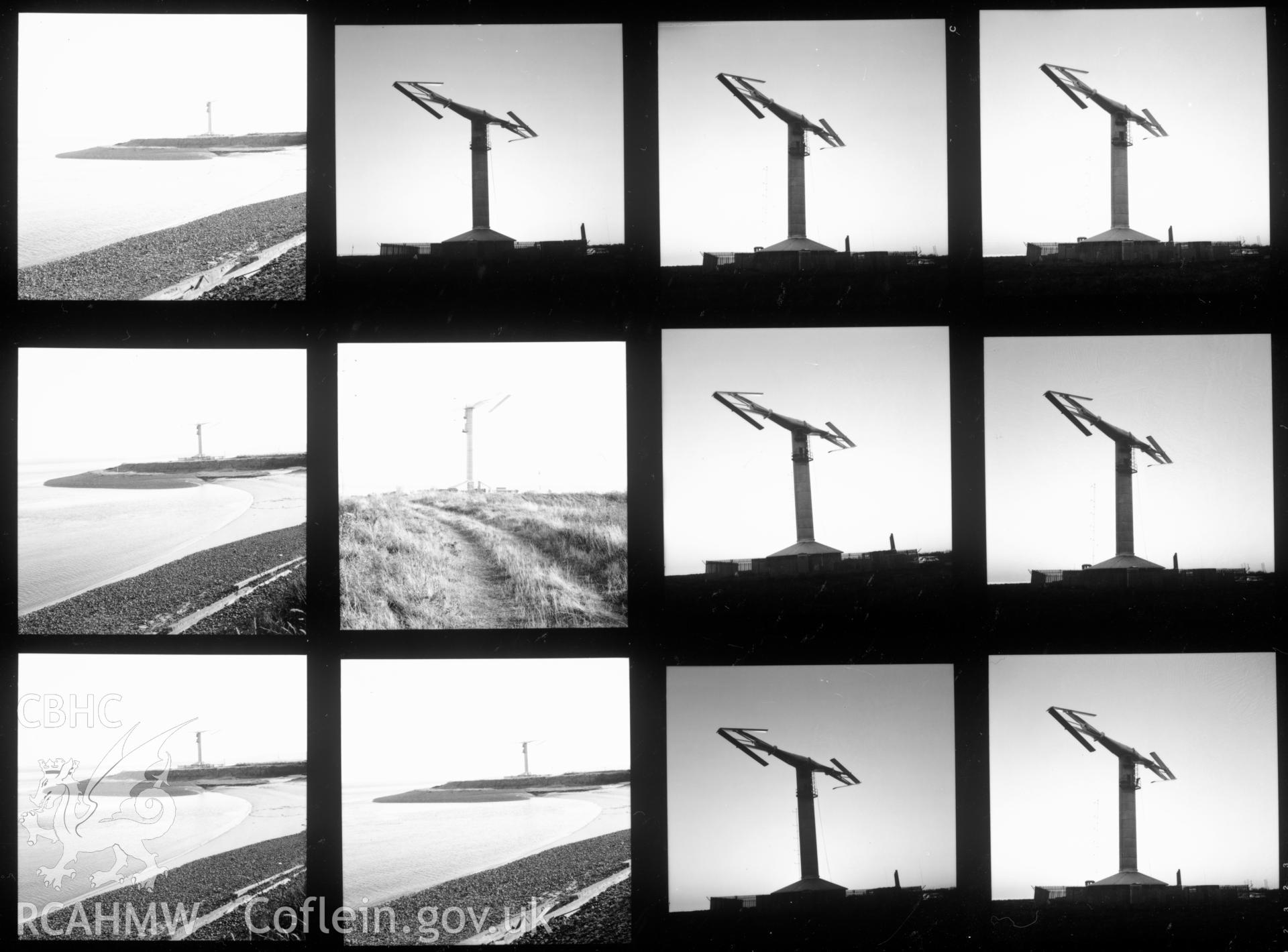 Contact sheet 1c of views of the prototype wind turbine at Carmarthen Bay in 1986. From the Central Office of Information Collection.