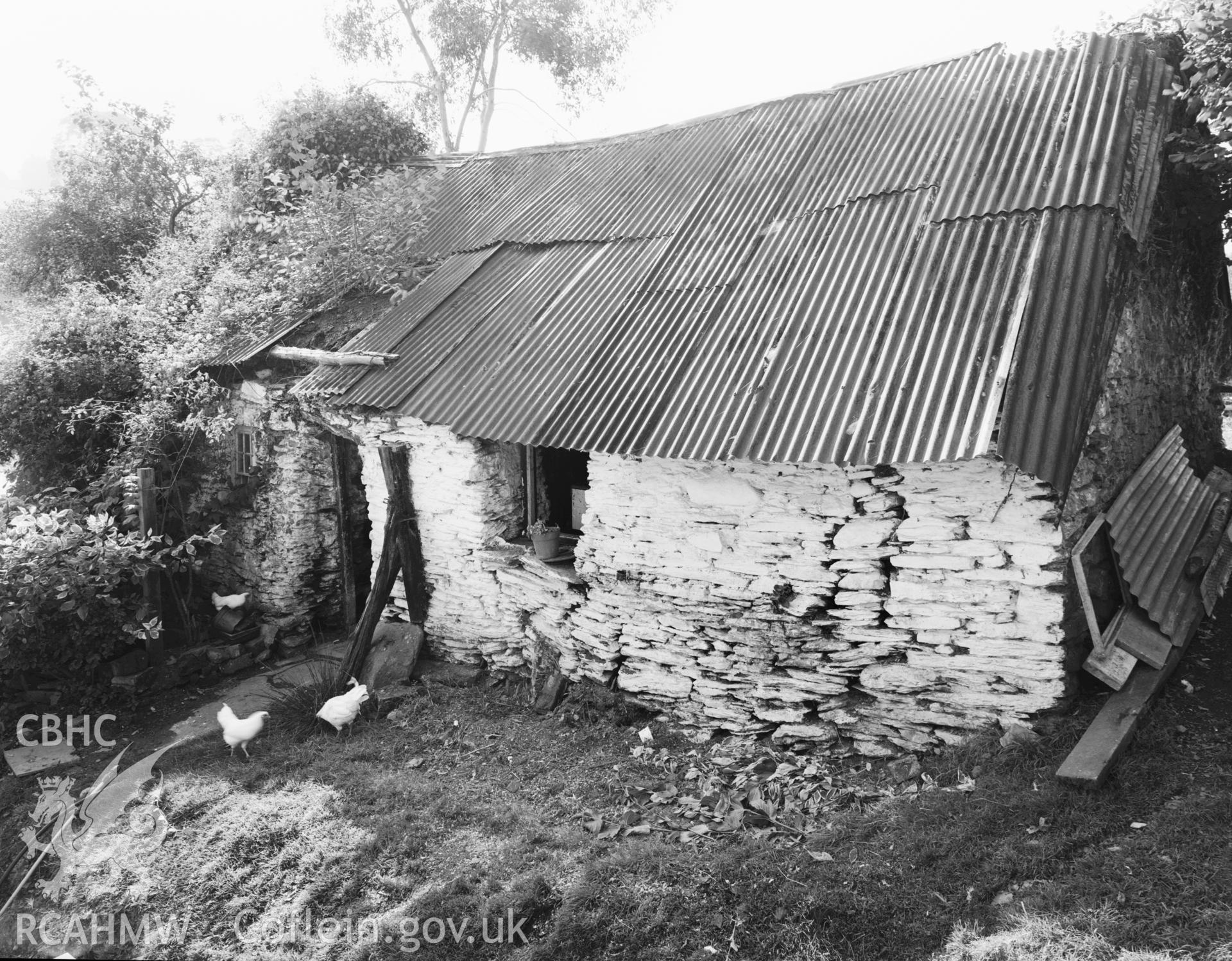 Digitized copy of a negative showing Cobbler's Cottage, Abercych taken by Iain Wright, 1997