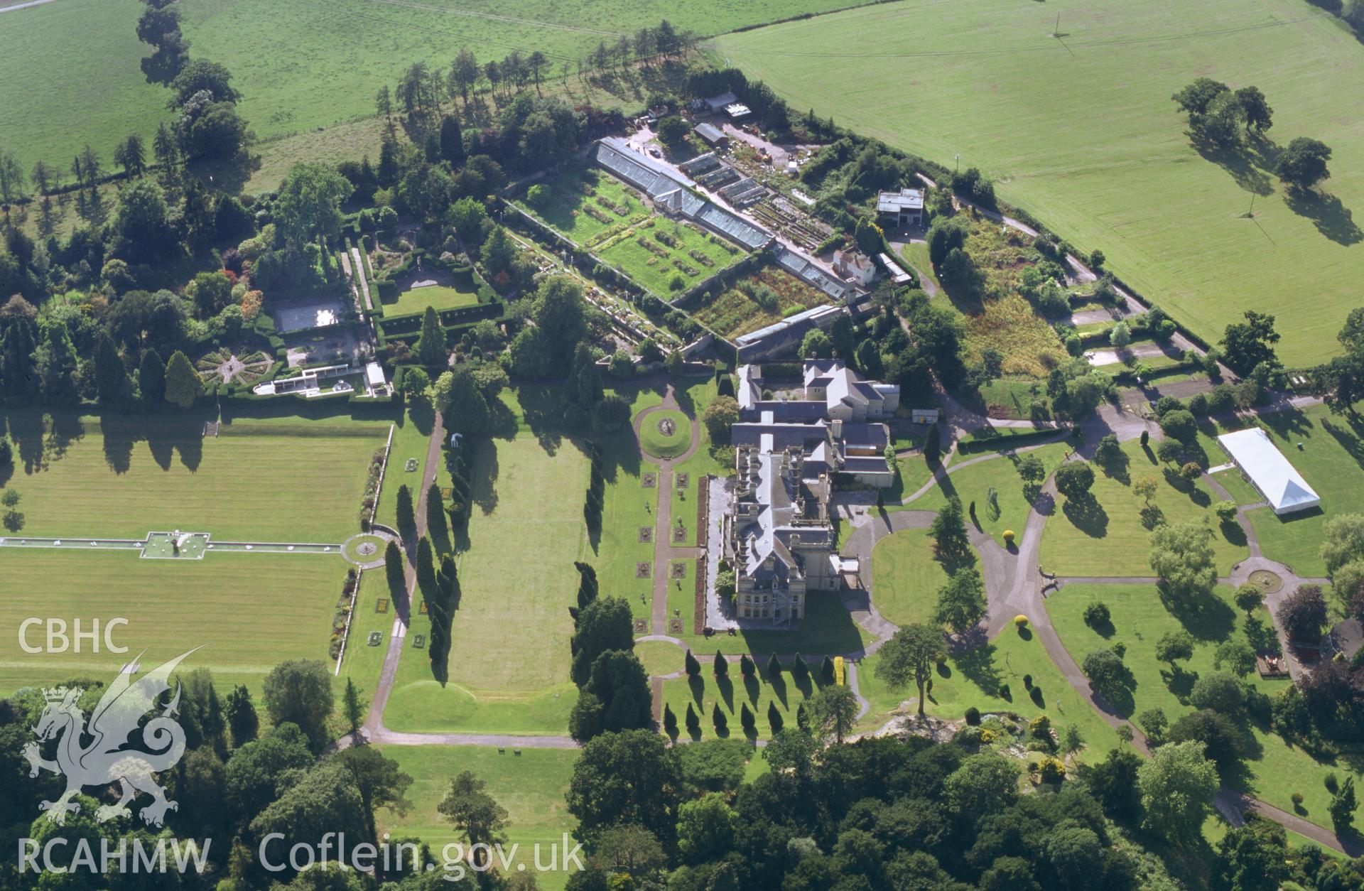 RCAHMW colour slide oblique aerial photograph of Dyffryn House; Worlton, St Nicholas and Bonvilston, taken by T.G.Driver on the 18/07/2000